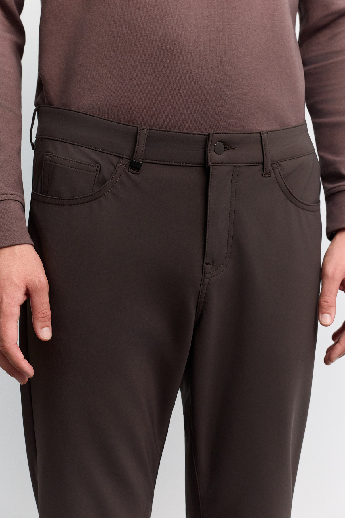 Kahve 5 Cep Teknik Comfort Slim Fit Pantolon
