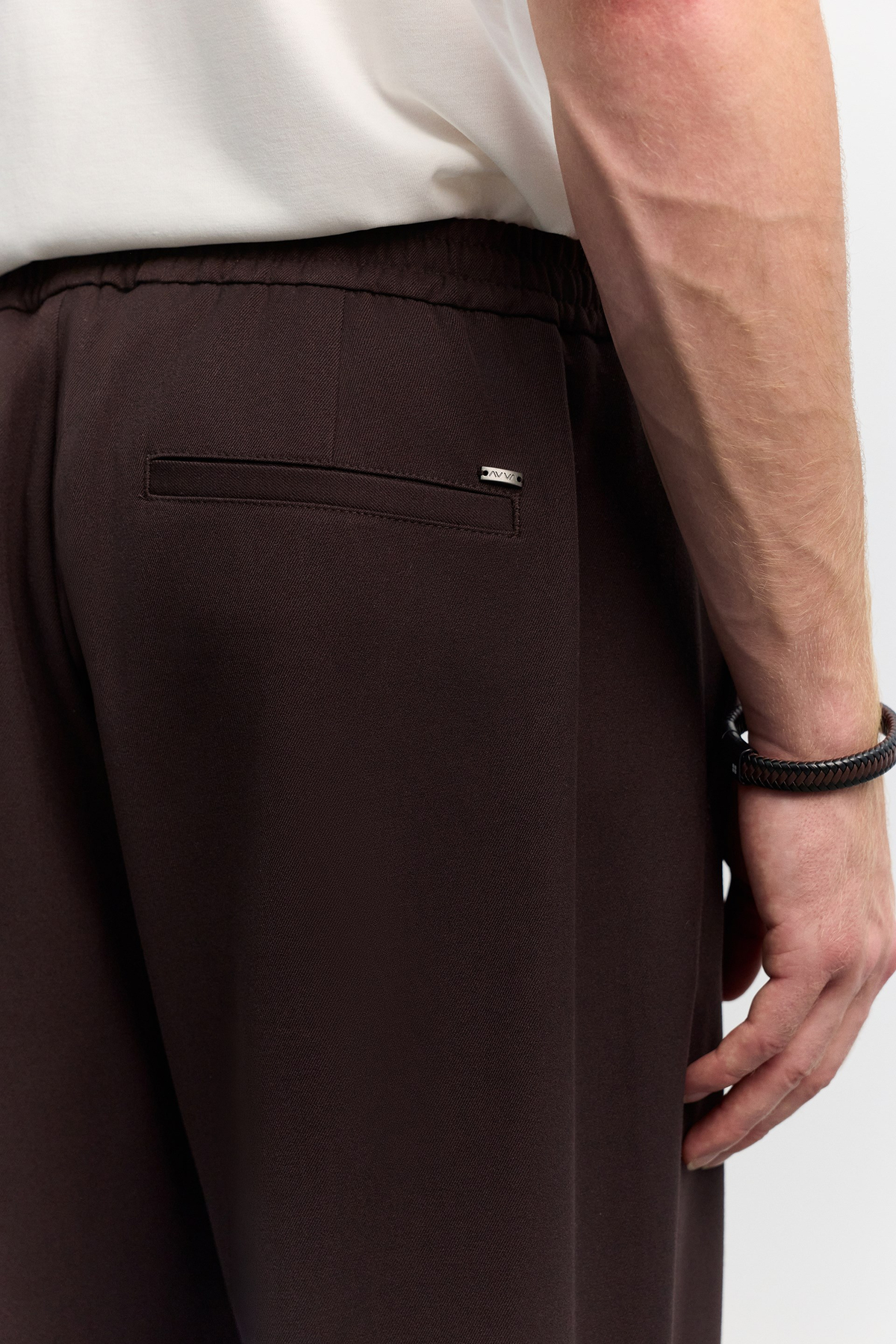 Kahve Beli Lastikli Bağcıklı Kolay Ütülenen Jogger Pantolon