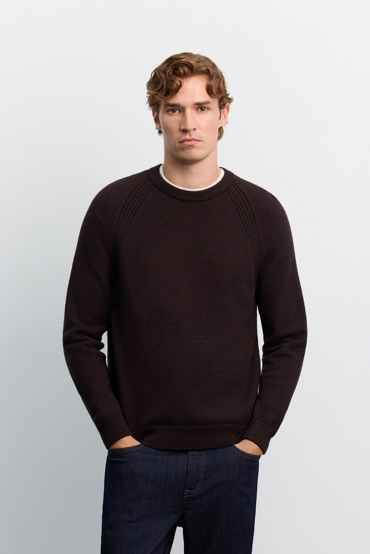 Kahve Bisiklet Yaka Reglan Kol Soft Touch Kalın Kazak