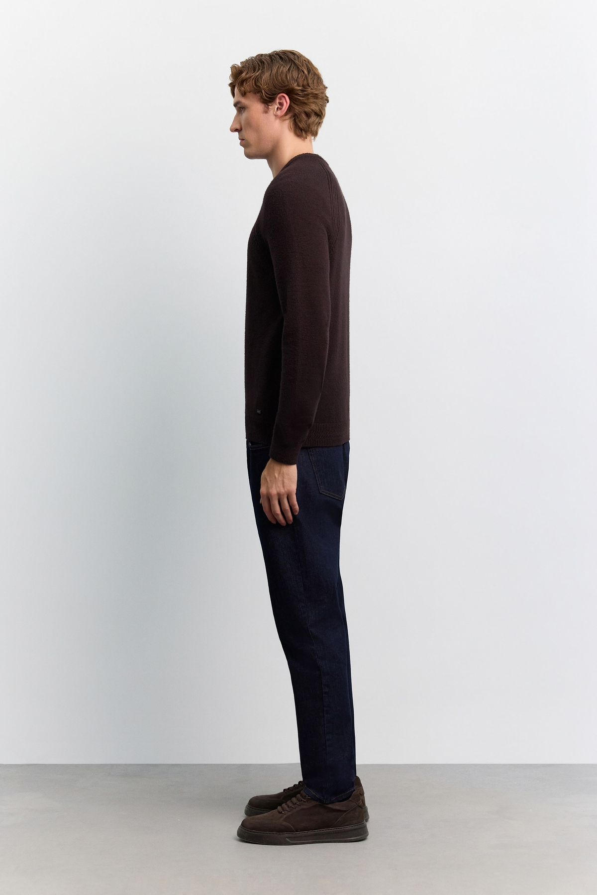 Kahve Bisiklet Yaka Reglan Kol Soft Touch Kalın Kazak