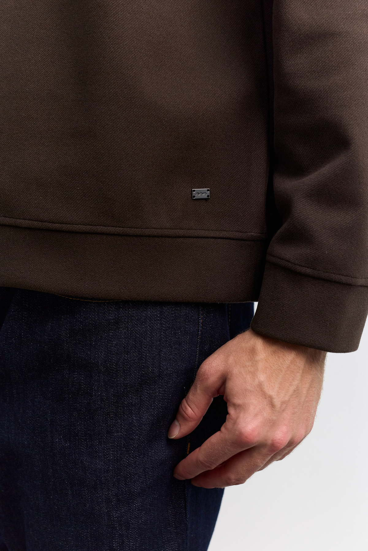 Kahve Polo Yaka Fermuarlı Diyagonel İçi Şardonlu İnterlok Sweatshirt