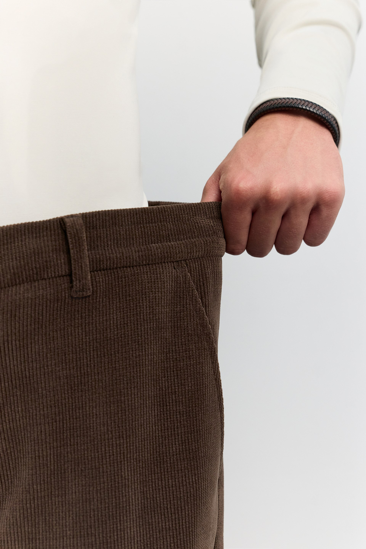 Kahve Yanı Lastikli Kadife Fitilli Relaxed Fit Pantolon