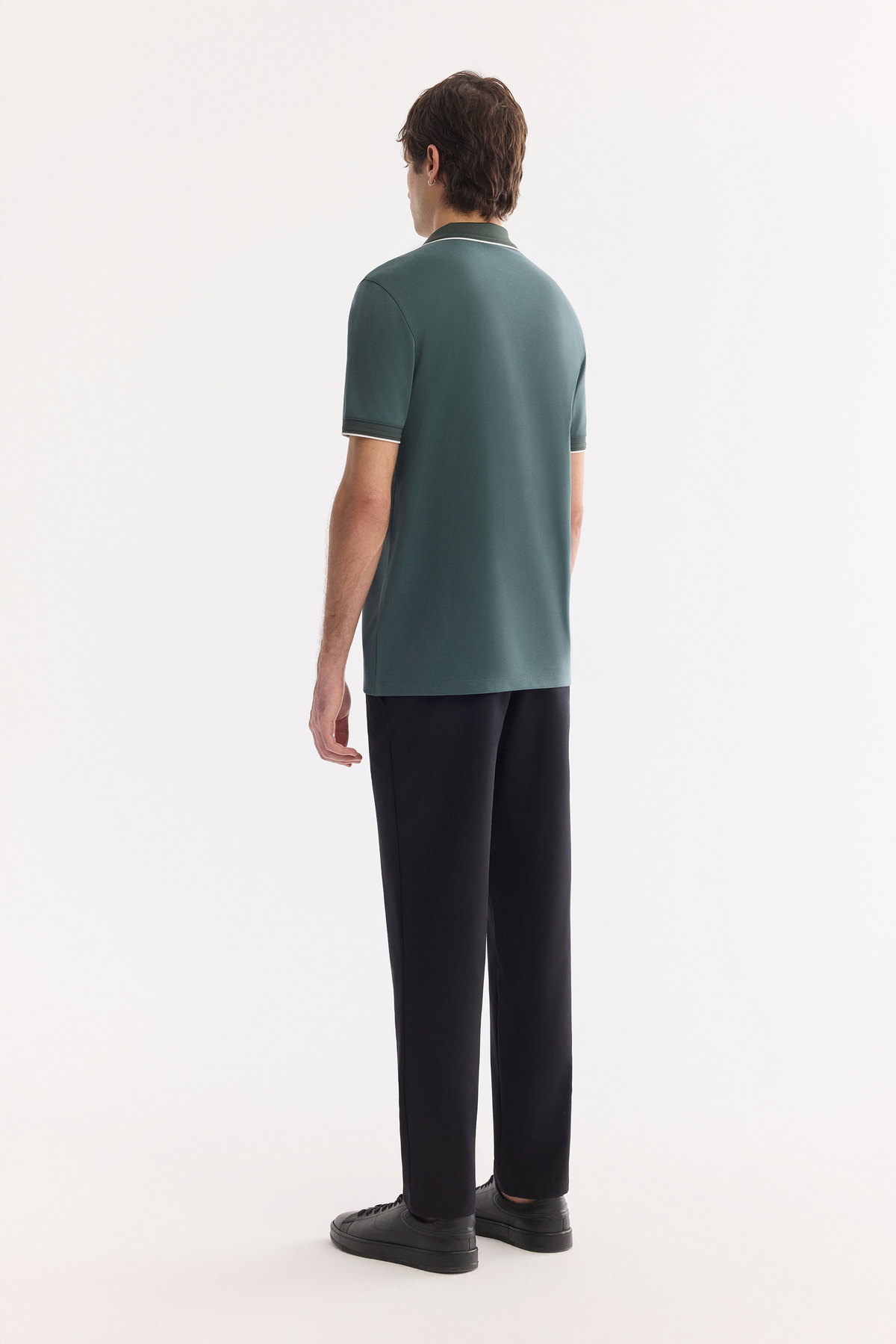 Koyu Yeşil Düğmesiz Polo Yaka Ecem Pike  T-Shirt
