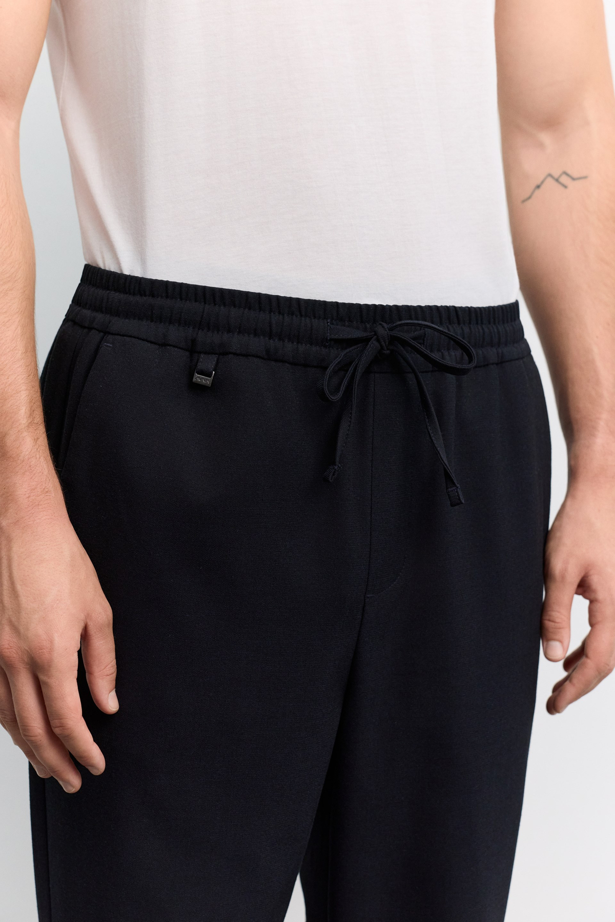 Lacivert Beli Lastikli Bağcıklı Kolay Ütülenen Jogger Pantolon