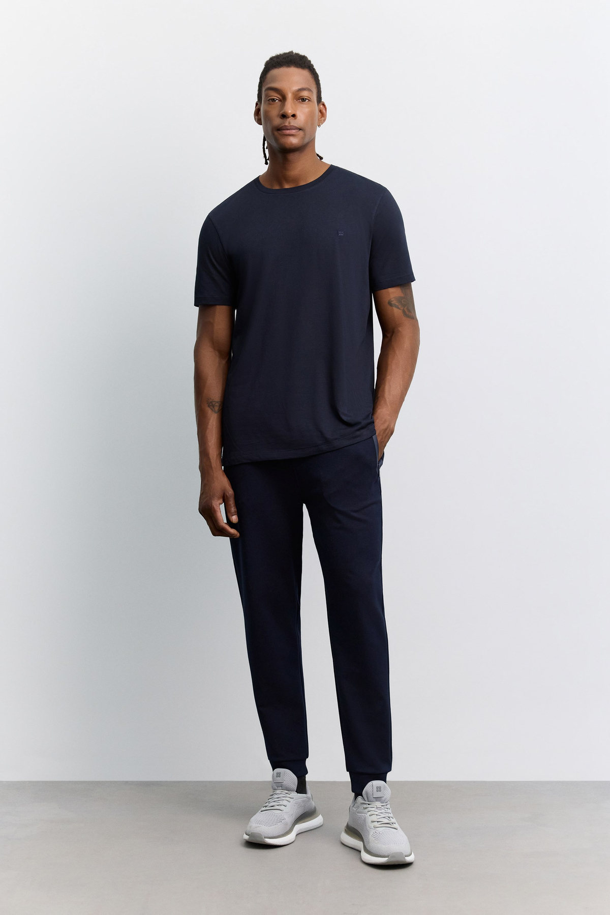 Lacivert Bisiklet Yaka Soft Touch Basic T-Shirt