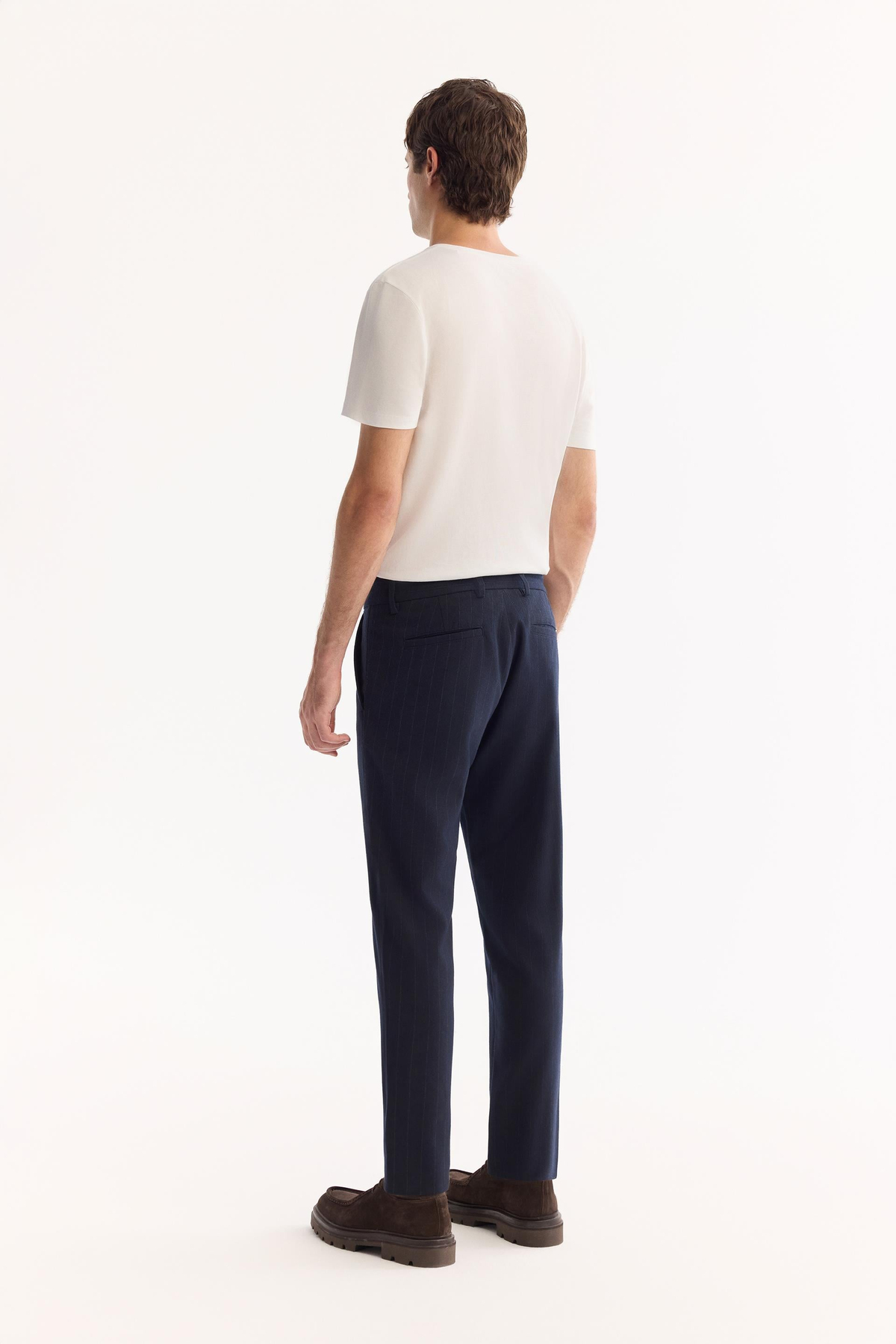 Lacivert Çizgili Flanel Slim Fit Pantolon