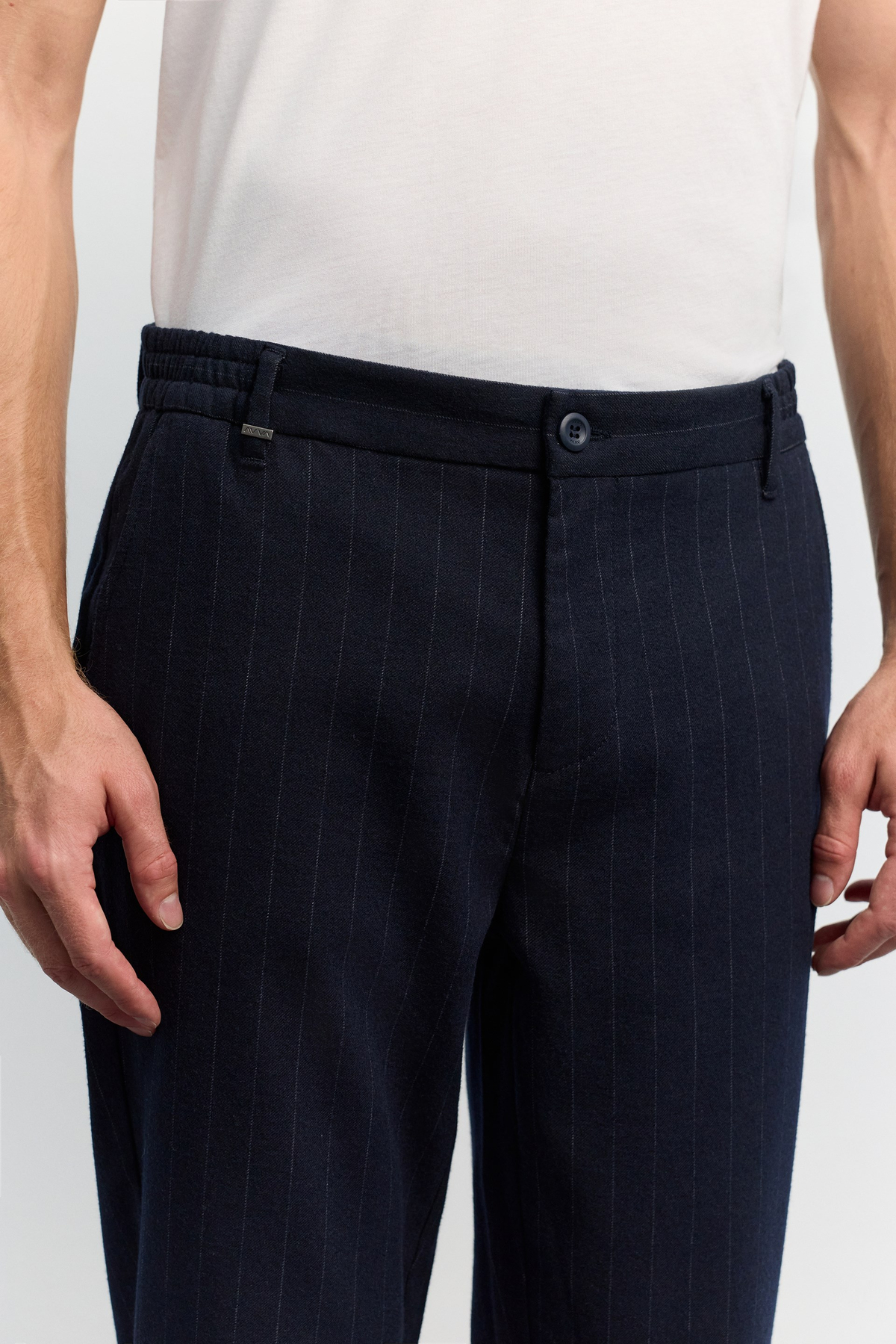 Lacivert Çizgili Flanel Slim Fit Pantolon