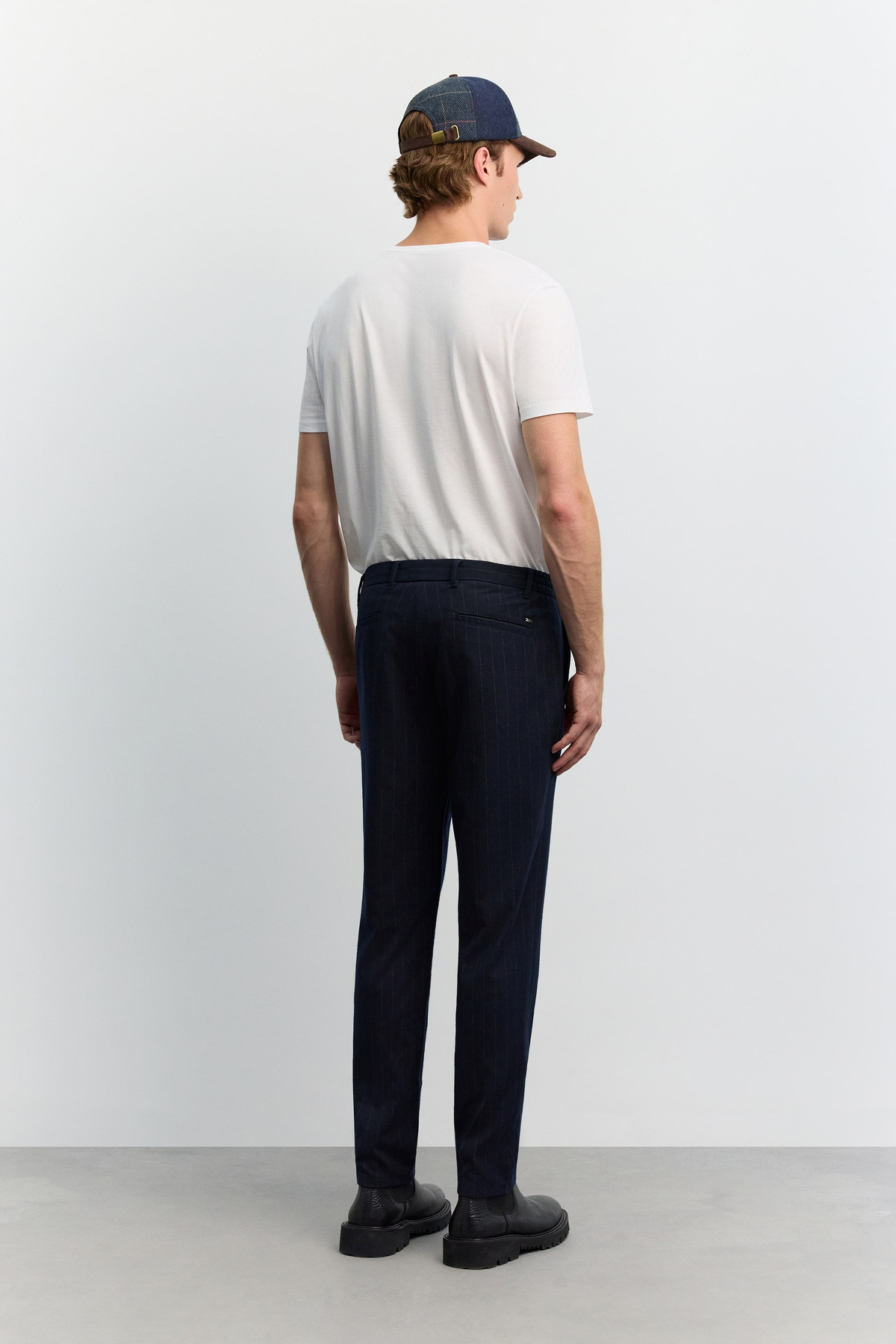 Lacivert Çizgili Flanel Slim Fit Pantolon