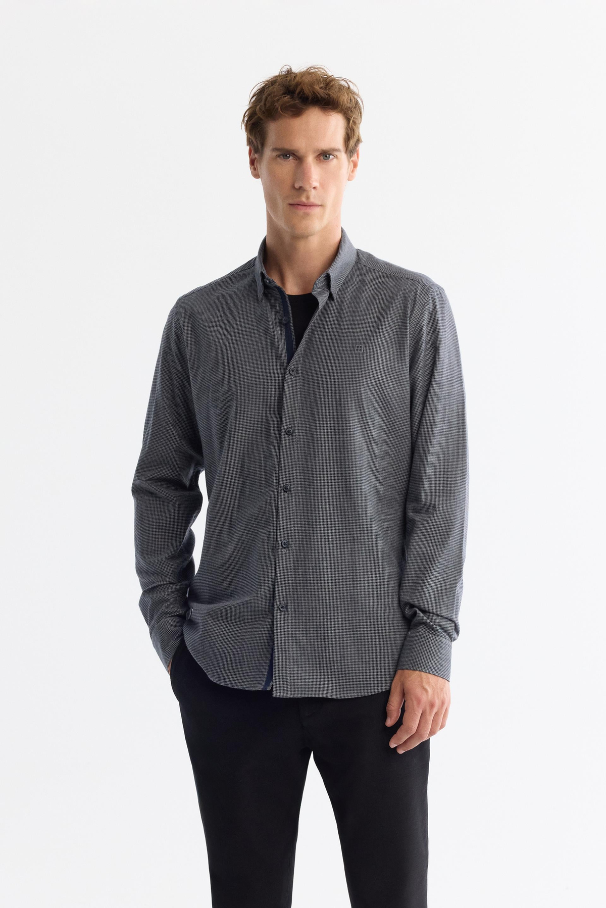 Navy 100% Cotton Flanel Shirt