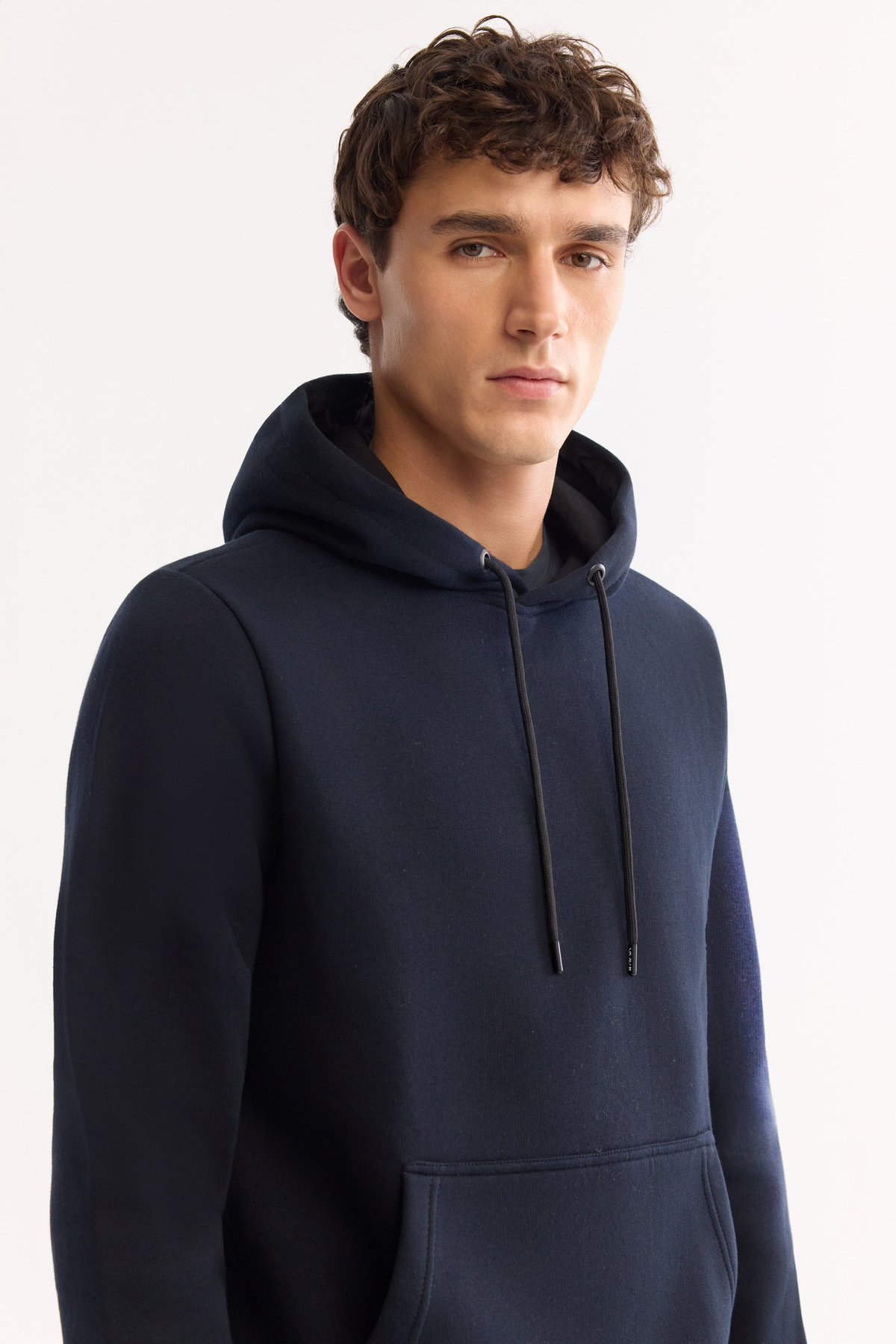 Lacivert Kapüşonlu 3 İplik Şardonlu Pamuklu Sweatshirt