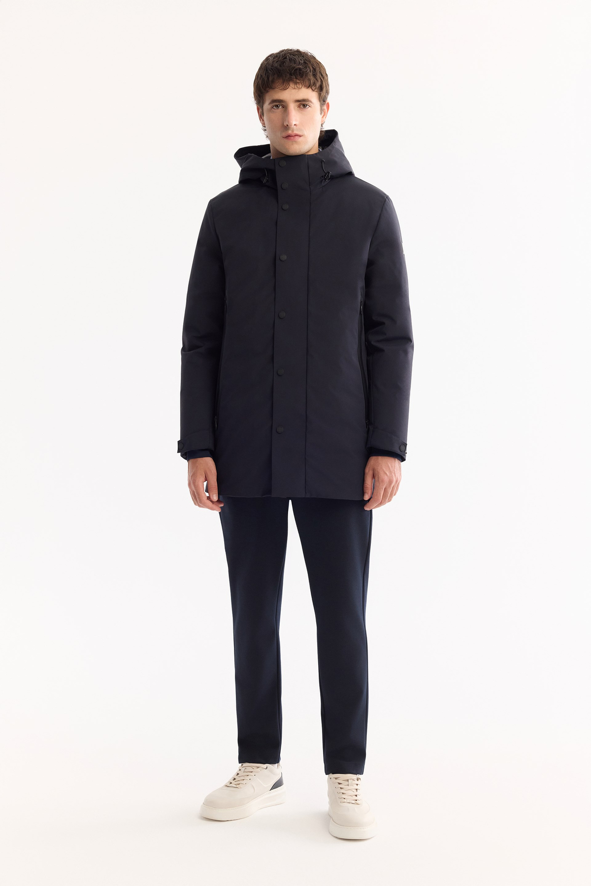 Navy Hooded Water Repellent Jacket Resistant to -7°C
