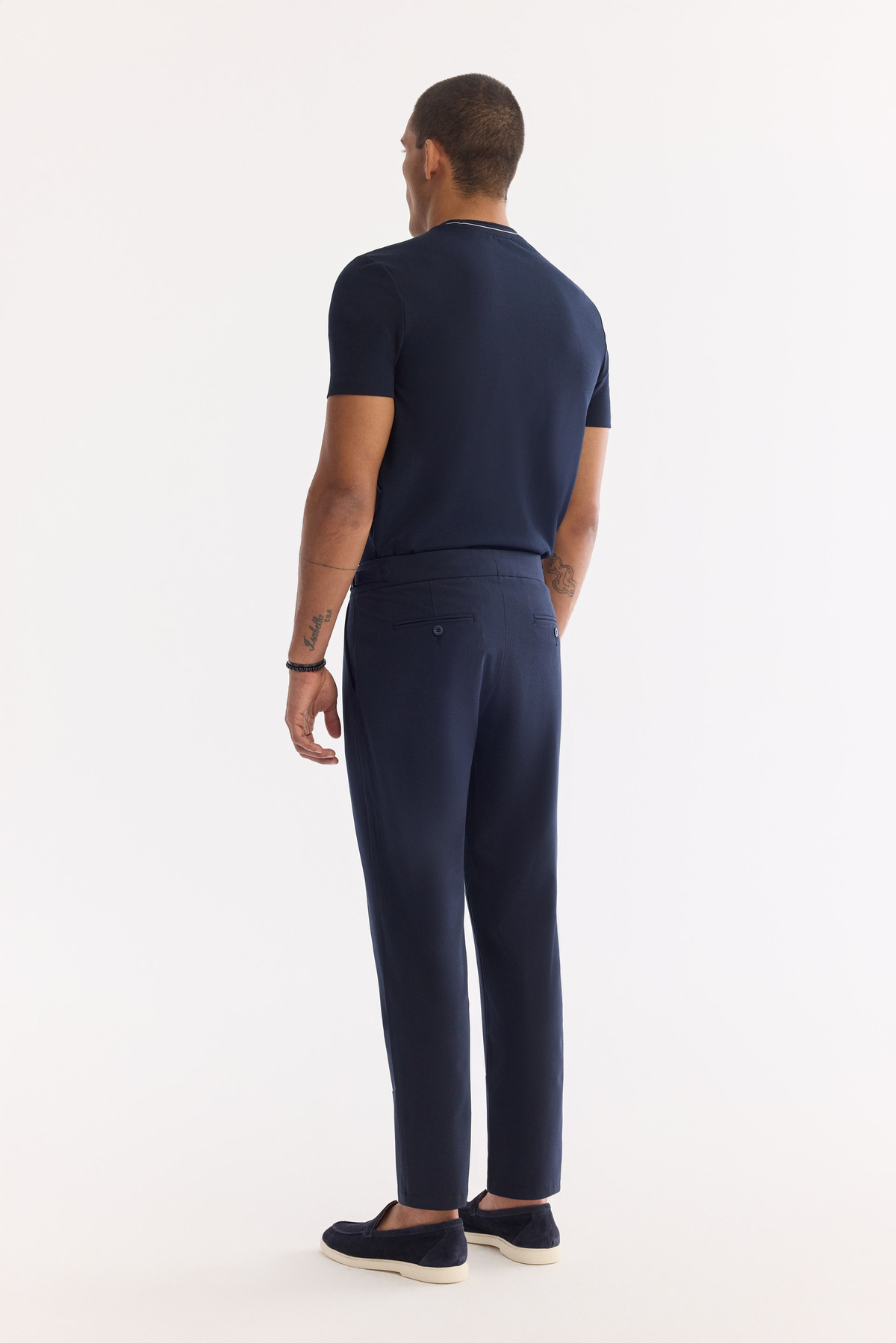 Lacivert Klasik Bel Yanı Tokalı Carrot Fit Pantolon
