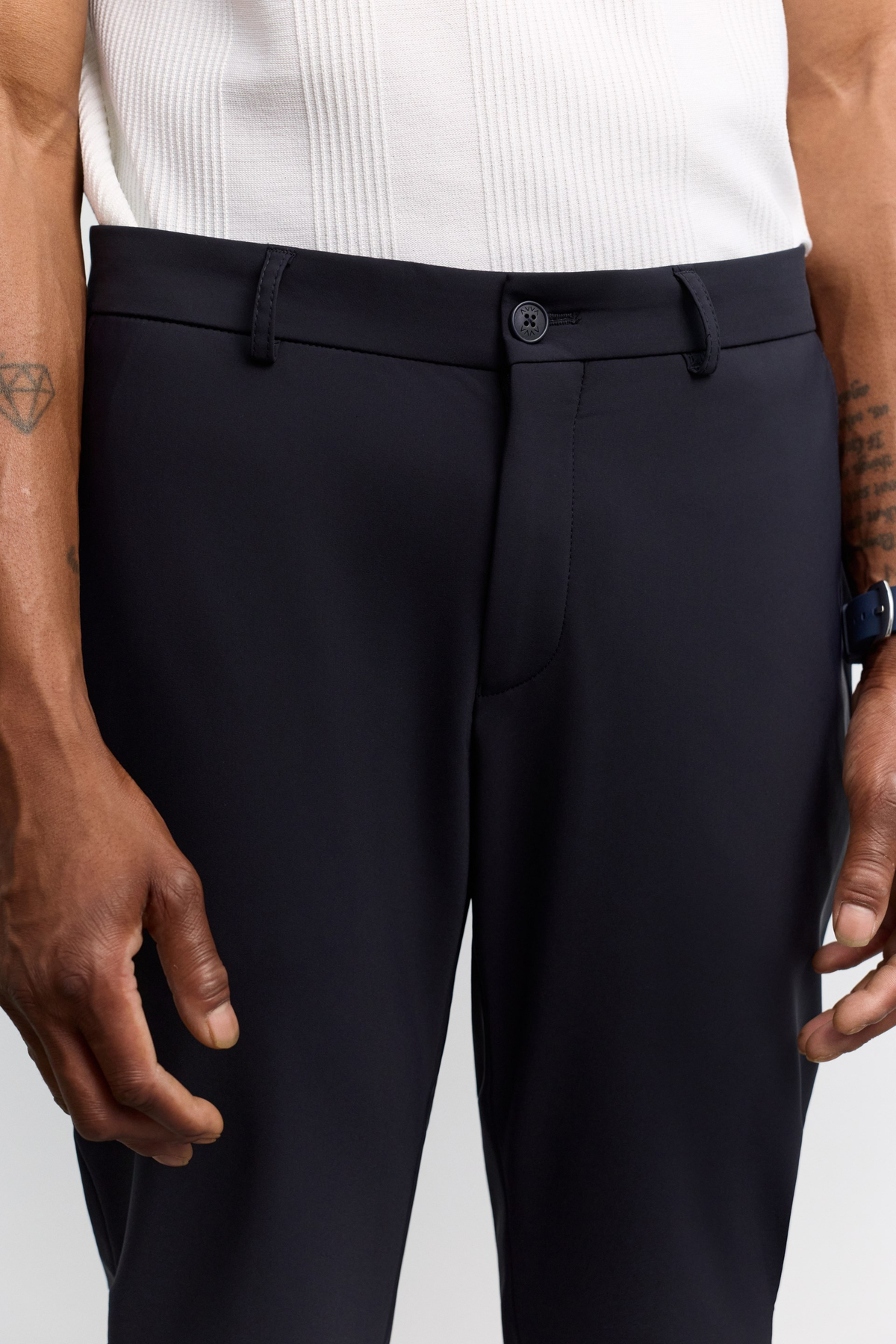 Lacivert Yan Cepli, Slim Fit Teknik Klasik Pantolon