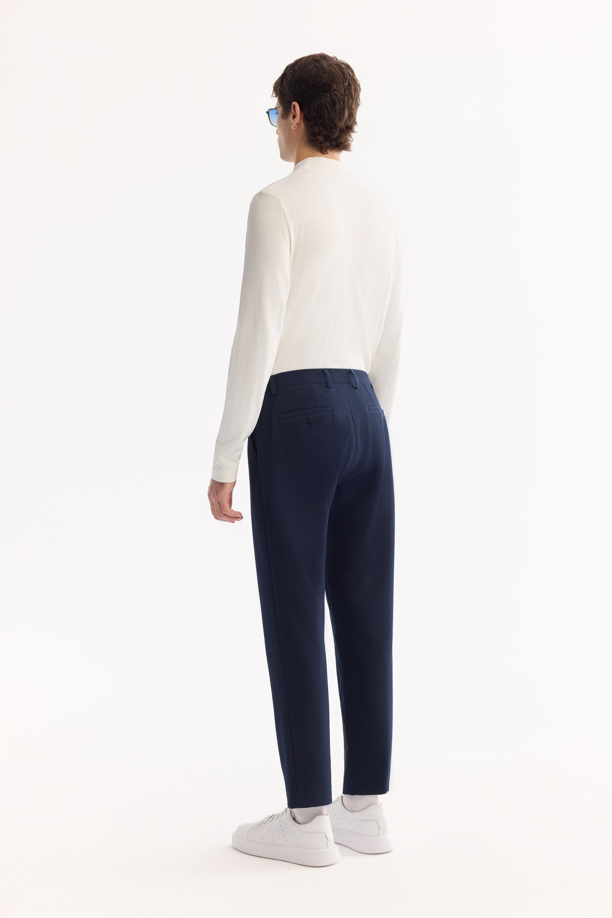 Lacivert Yani Lastikli Bi-Stretch Hafif Pantolon