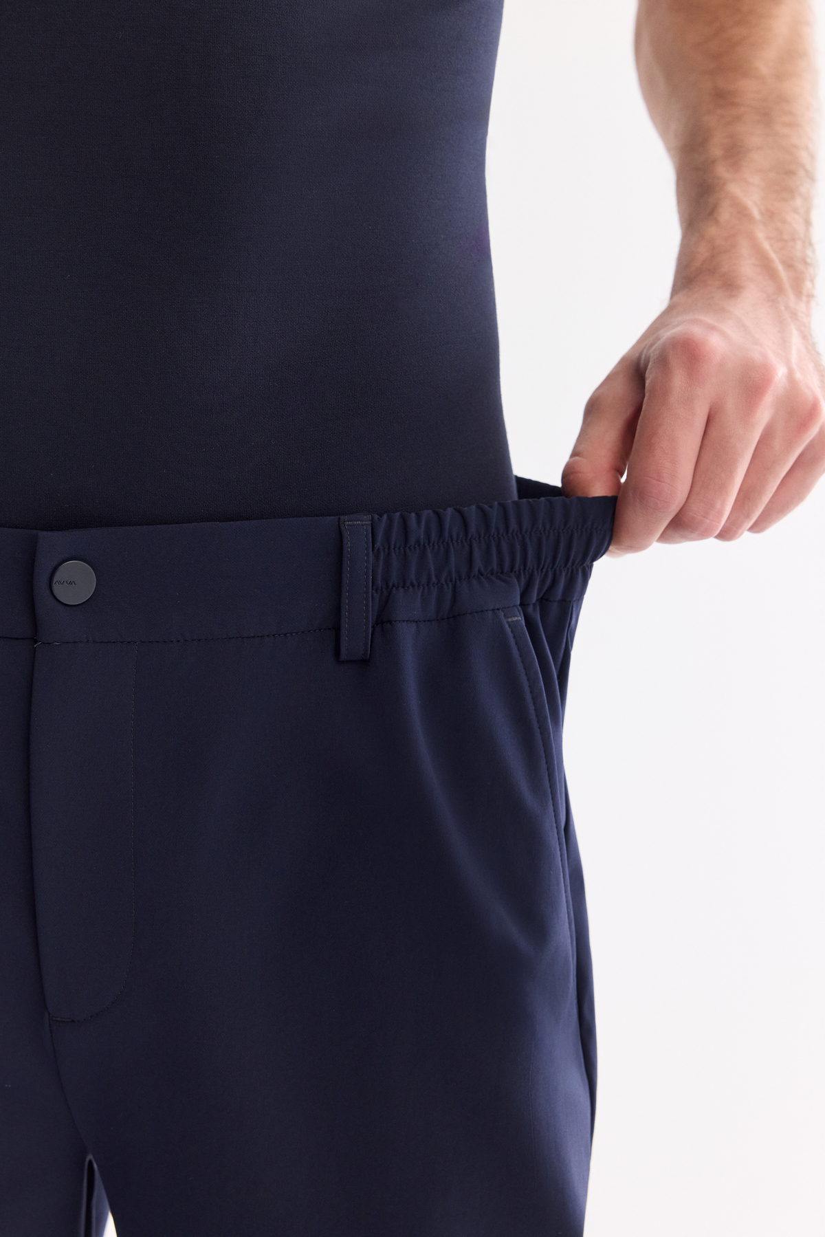 Lacivert Yanı Lastikli Teknik Kumaş Nora Slim Fit Pantolon