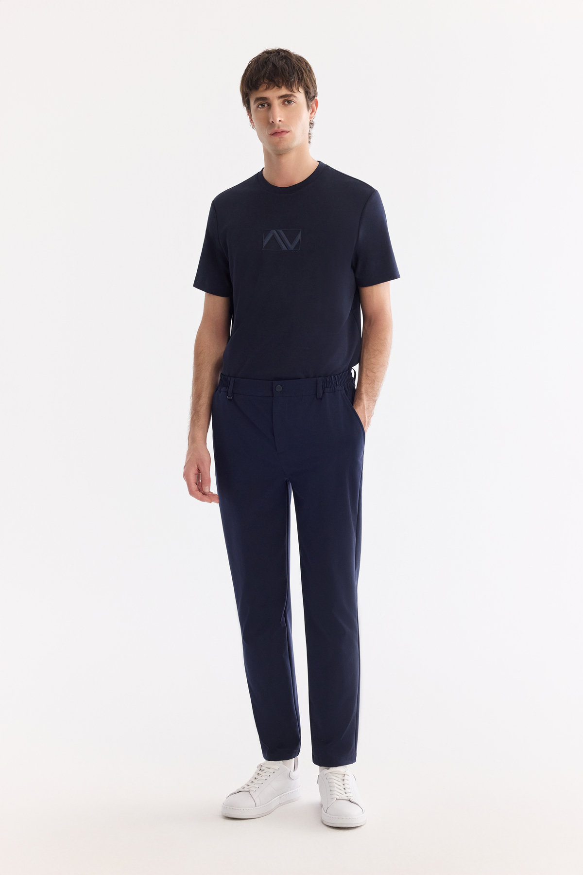 Lacivert Yanı Lastikli Teknik Kumaş Nora Slim Fit Pantolon