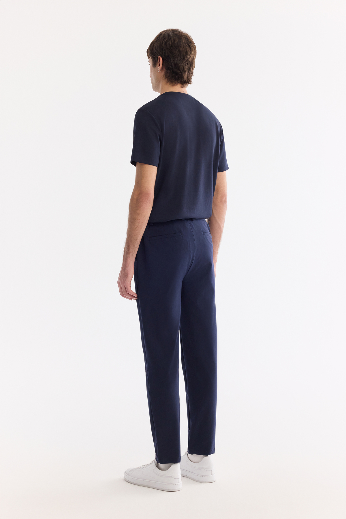Lacivert Yanı Lastikli Teknik Kumaş Nora Slim Fit Pantolon