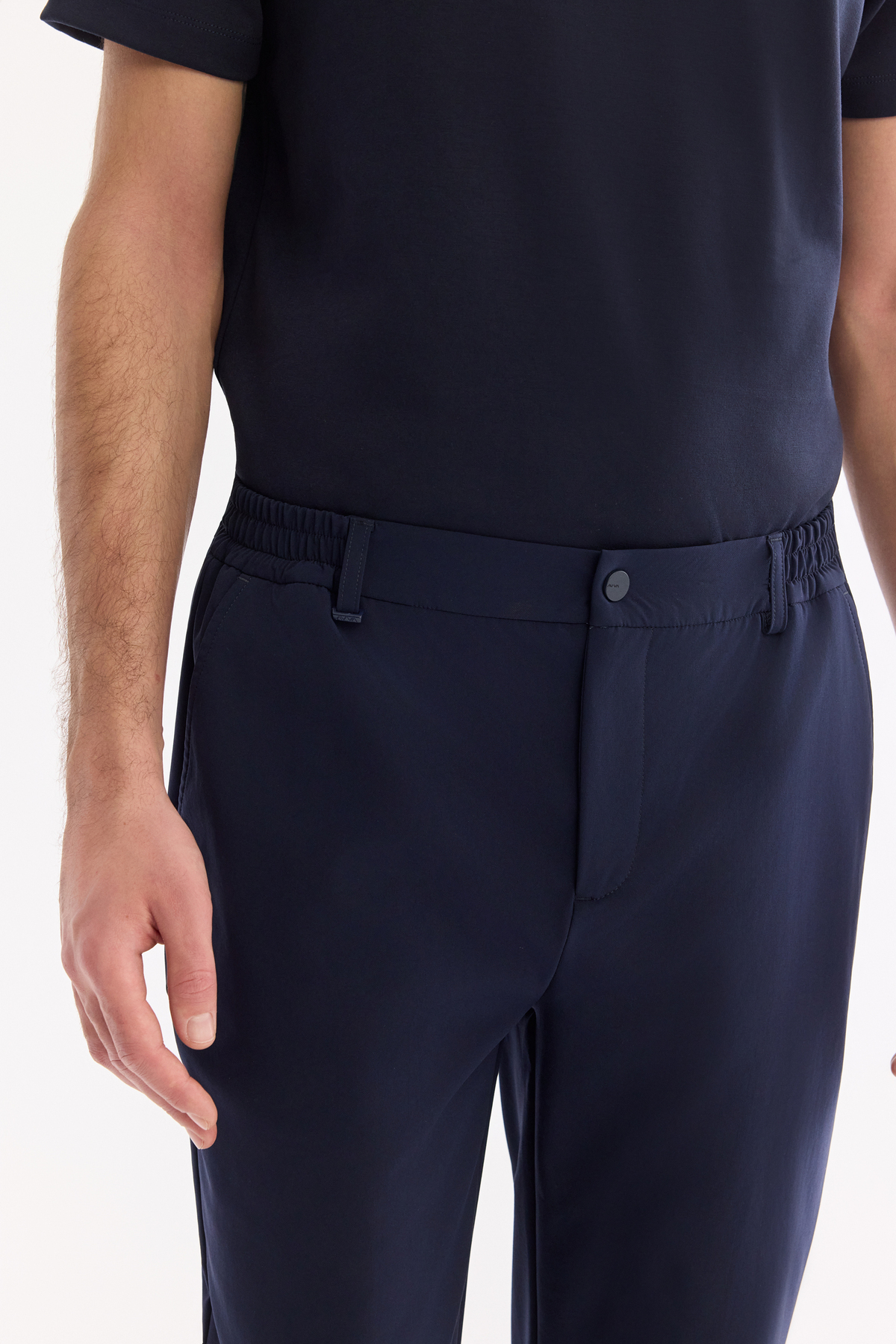 Lacivert Yanı Lastikli Teknik Kumaş Nora Slim Fit Pantolon