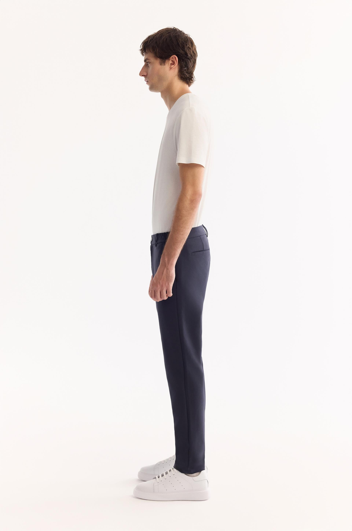 Lacivert Yanı Lastikli Teknik Slim Fit Pantolon