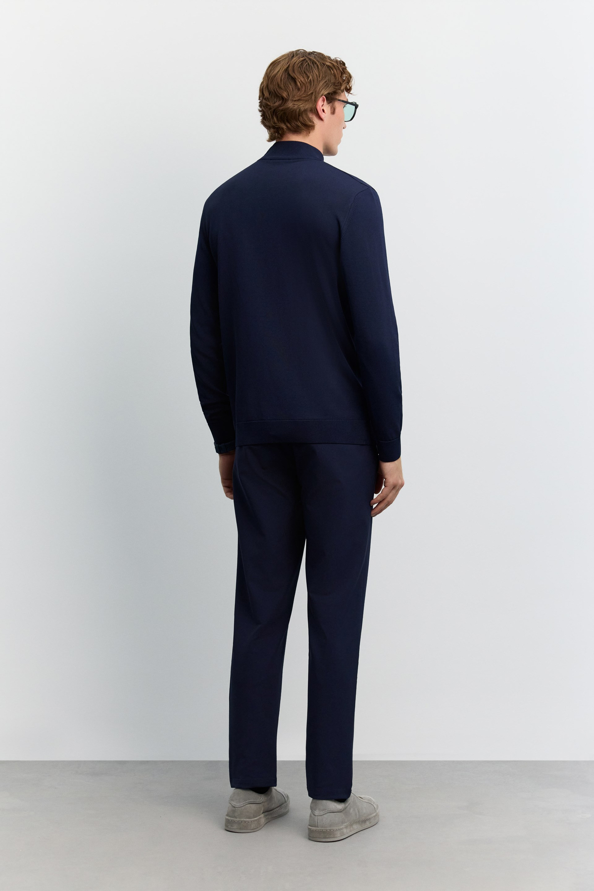 Lacivert Yarım Balıkçi Yaka Basic Düz Rayon Kazak
