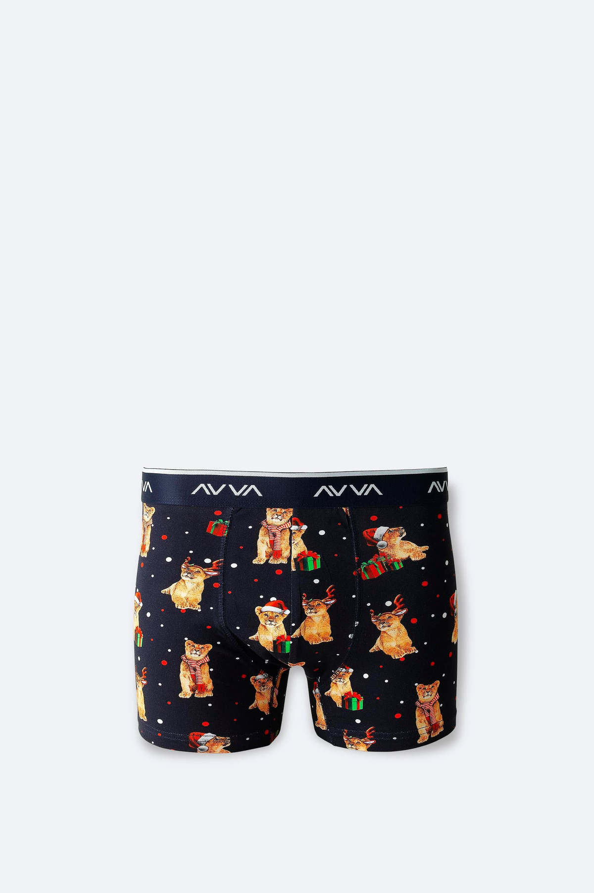 Lacivert Yılbaşı Desenli Tekli Kutu Boxer