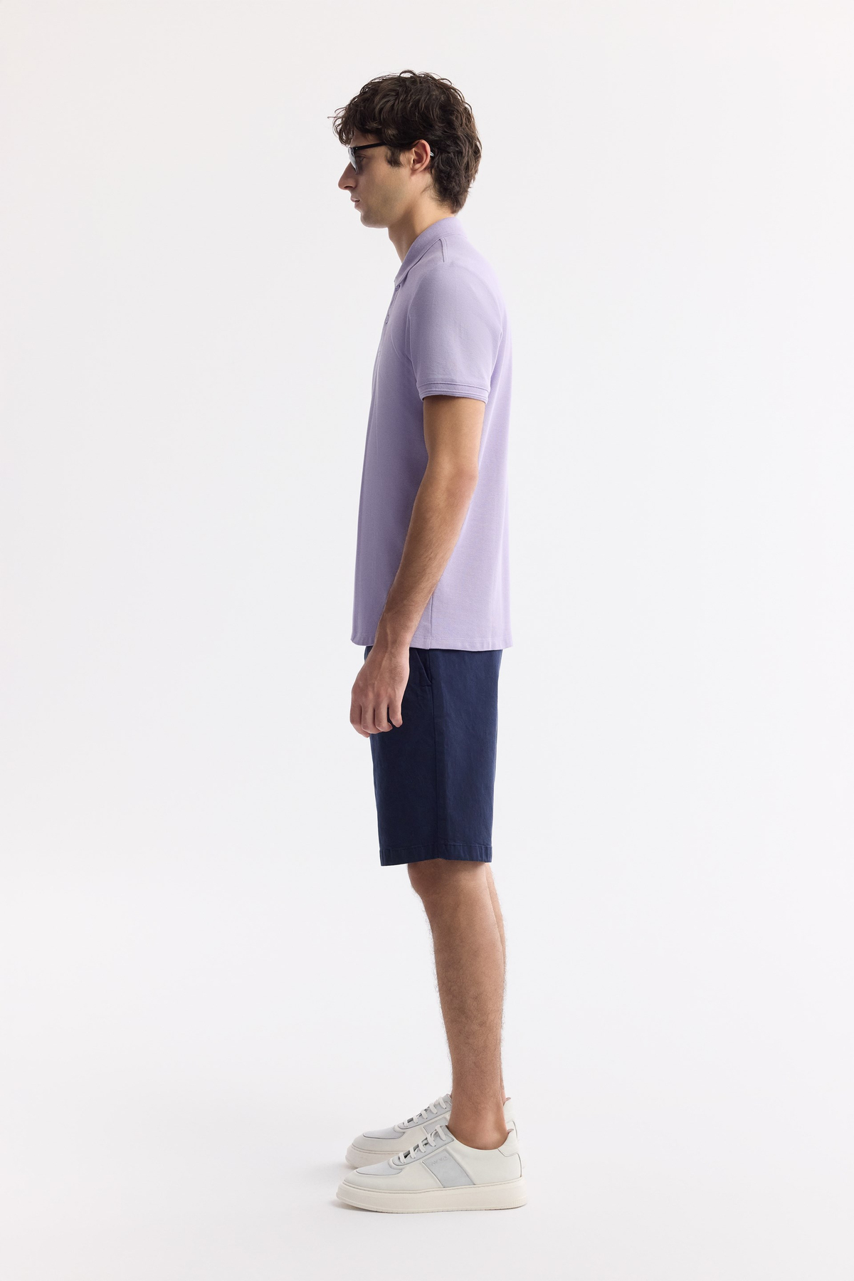 Lilac %100 Cotton Polo Collar T-Shirt