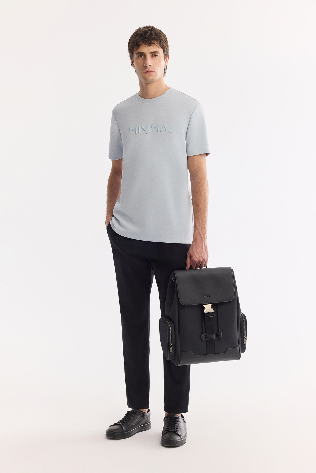 Mavi Bisiklet Yaka Frekans  Baskılı İnterlok T-Shirt
