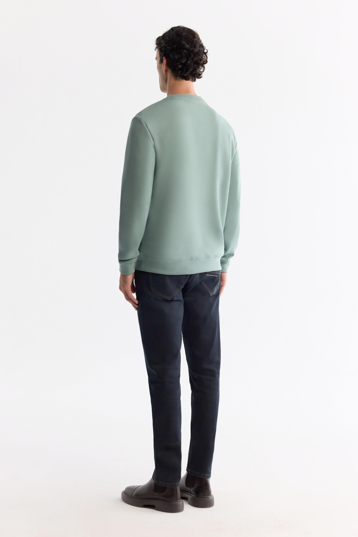 Mint Yeşil Bisiklet Yaka Pamuklu Baskılı Sweatshirt