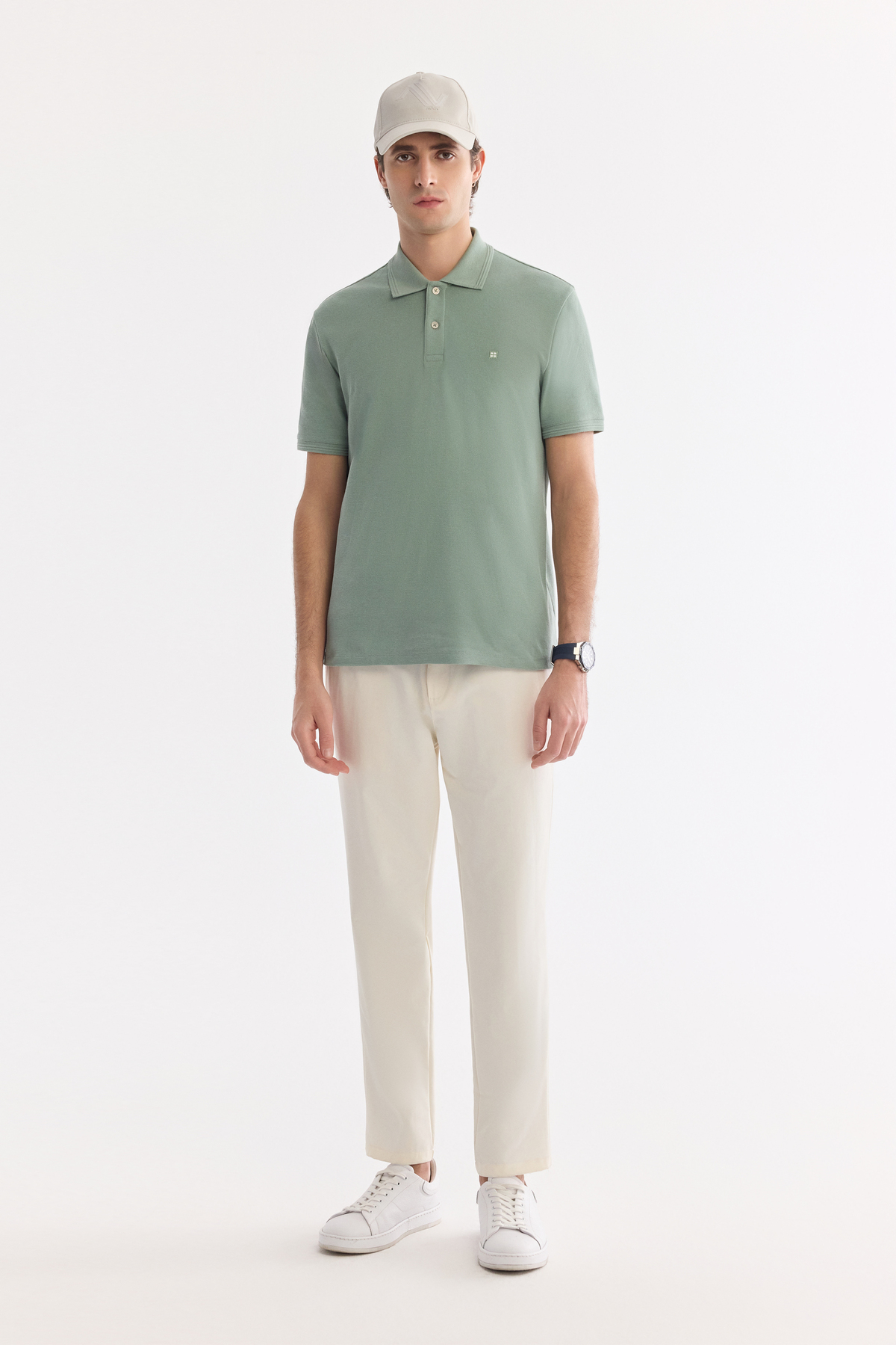 Mint Yeşil Kıvrılmaz Polo Yaka %100 Pamuk Basic T-Shirt