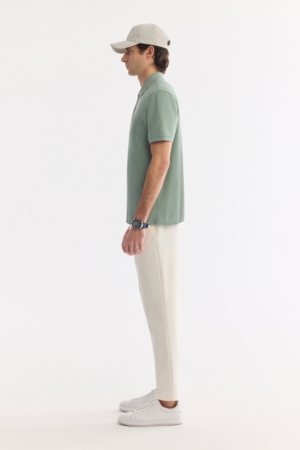Mint Yeşil Kıvrılmaz Polo Yaka %100 Pamuk Basic T-Shirt
