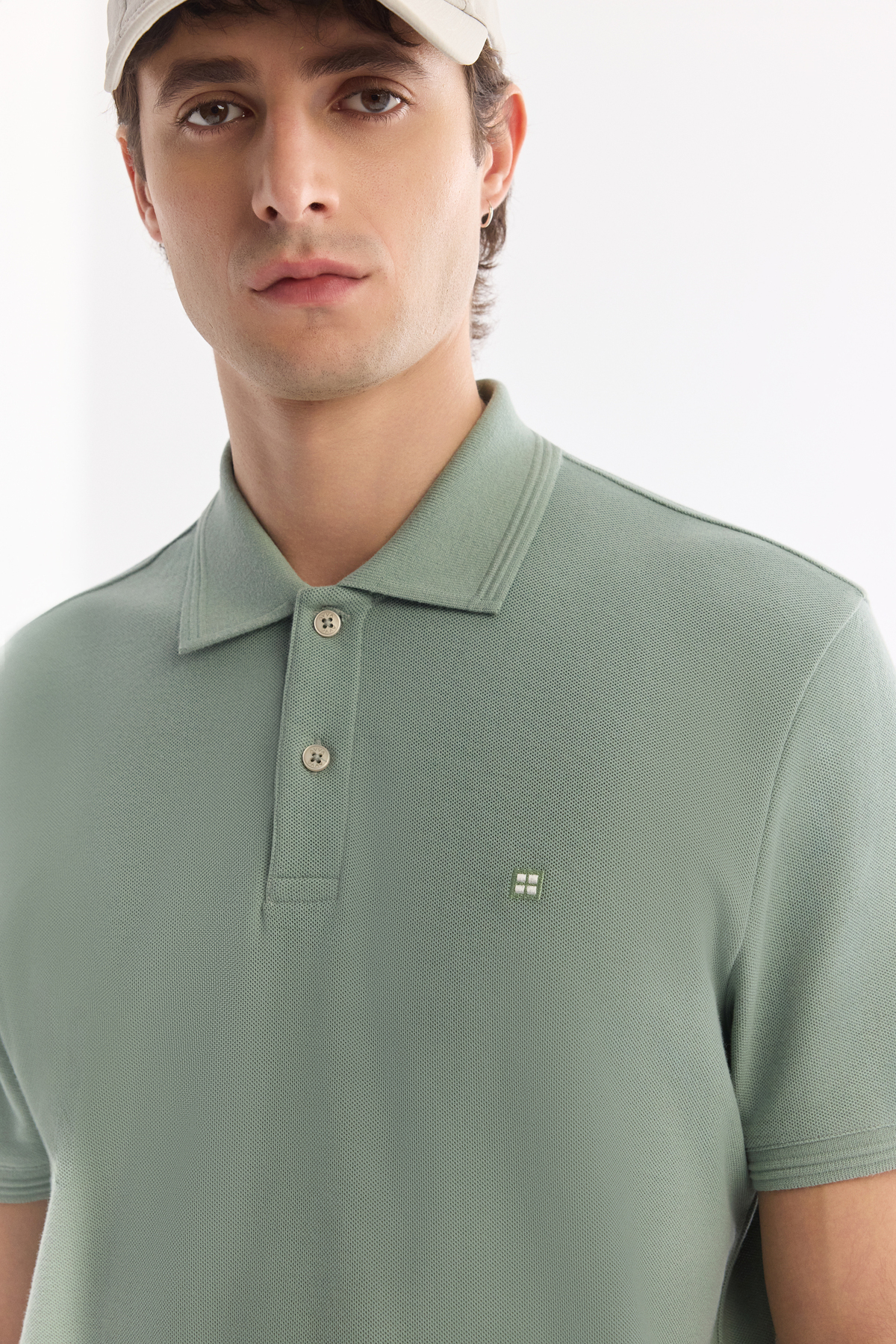 Mint Yeşil Kıvrılmaz Polo Yaka %100 Pamuk Basic T-Shirt