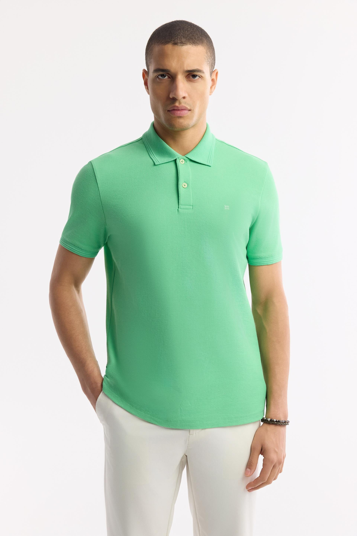 Neon Yeşil Polo Yaka Kırılmaz Yaka, Serin Tutan, Hızlı Kuruyan Pamuklu T-Shirt