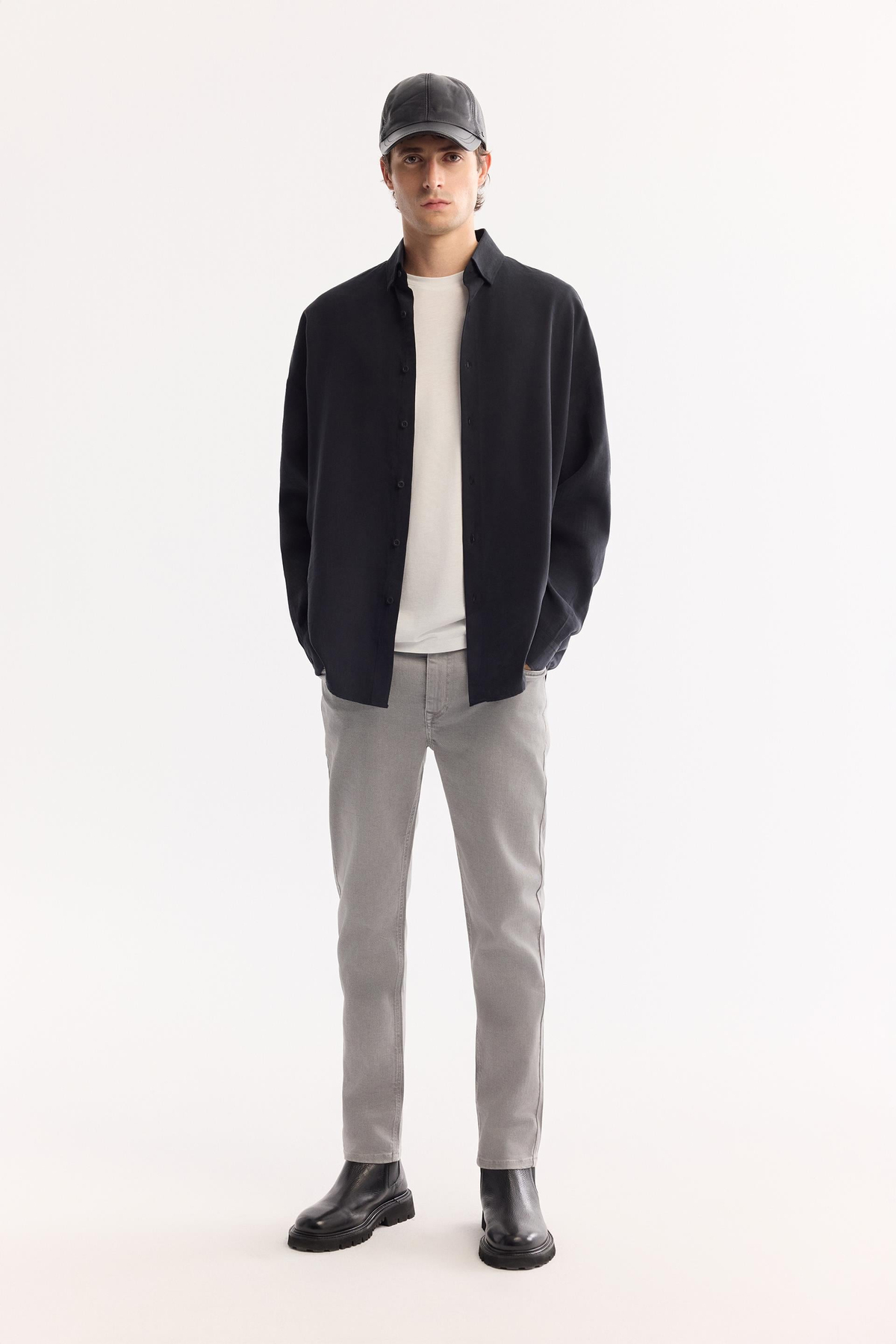 Siyah Alttan Britli Yaka Soft Touch Oversize Gömlek