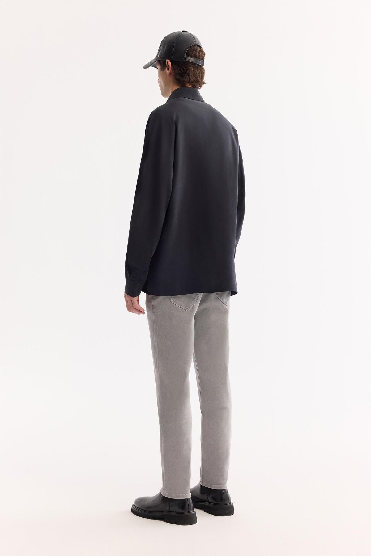 Siyah Alttan Britli Yaka Soft Touch Oversize Gömlek