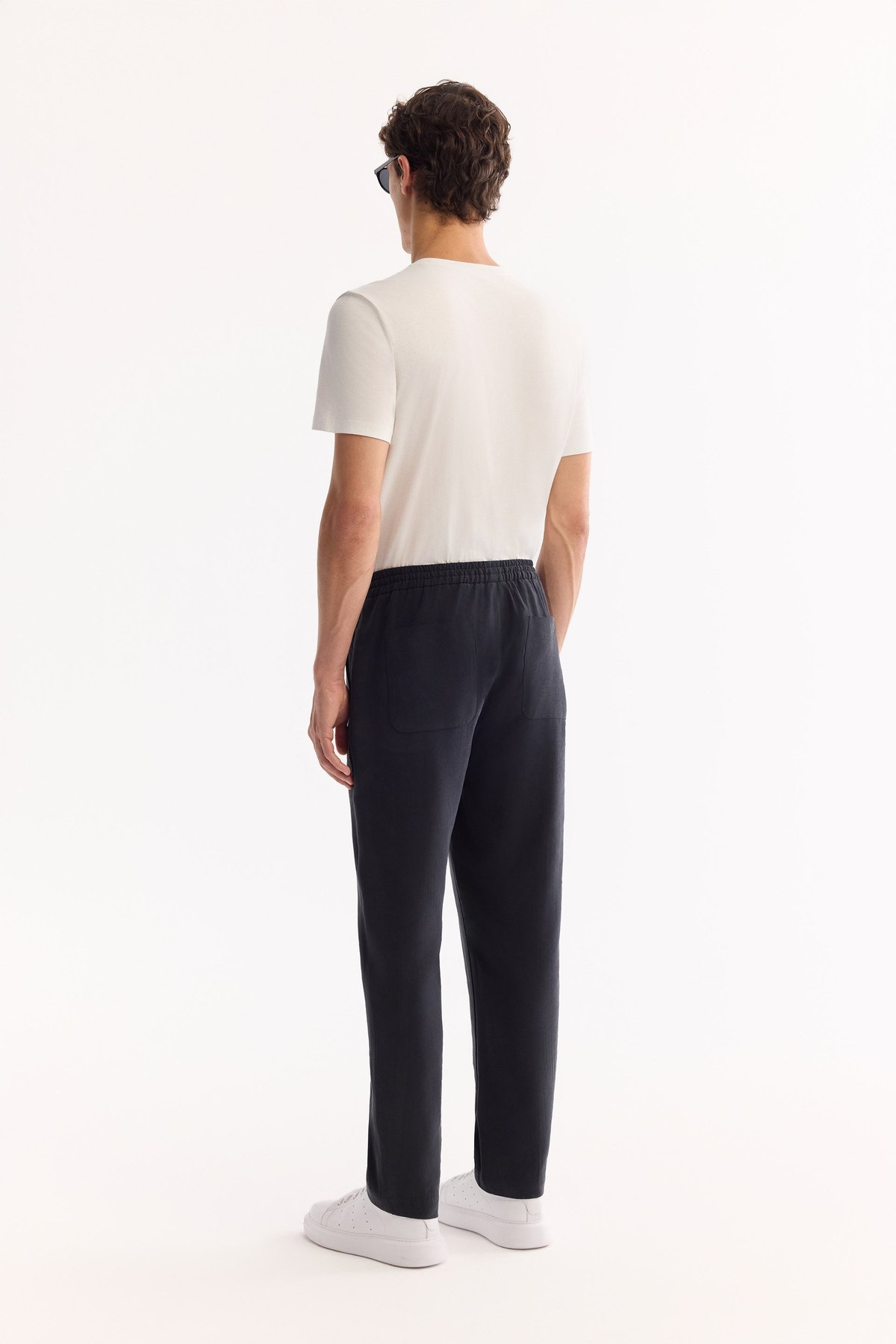 Black Elastic Waist Drawstring Soft Touch Jogger Pants