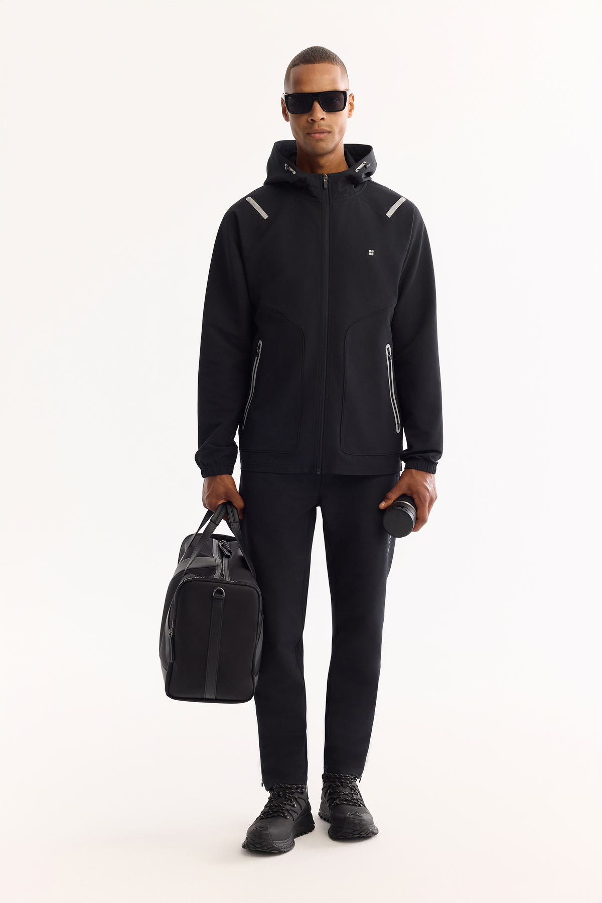 Black Drawstring Waist Bi-Stretch Sweatpants