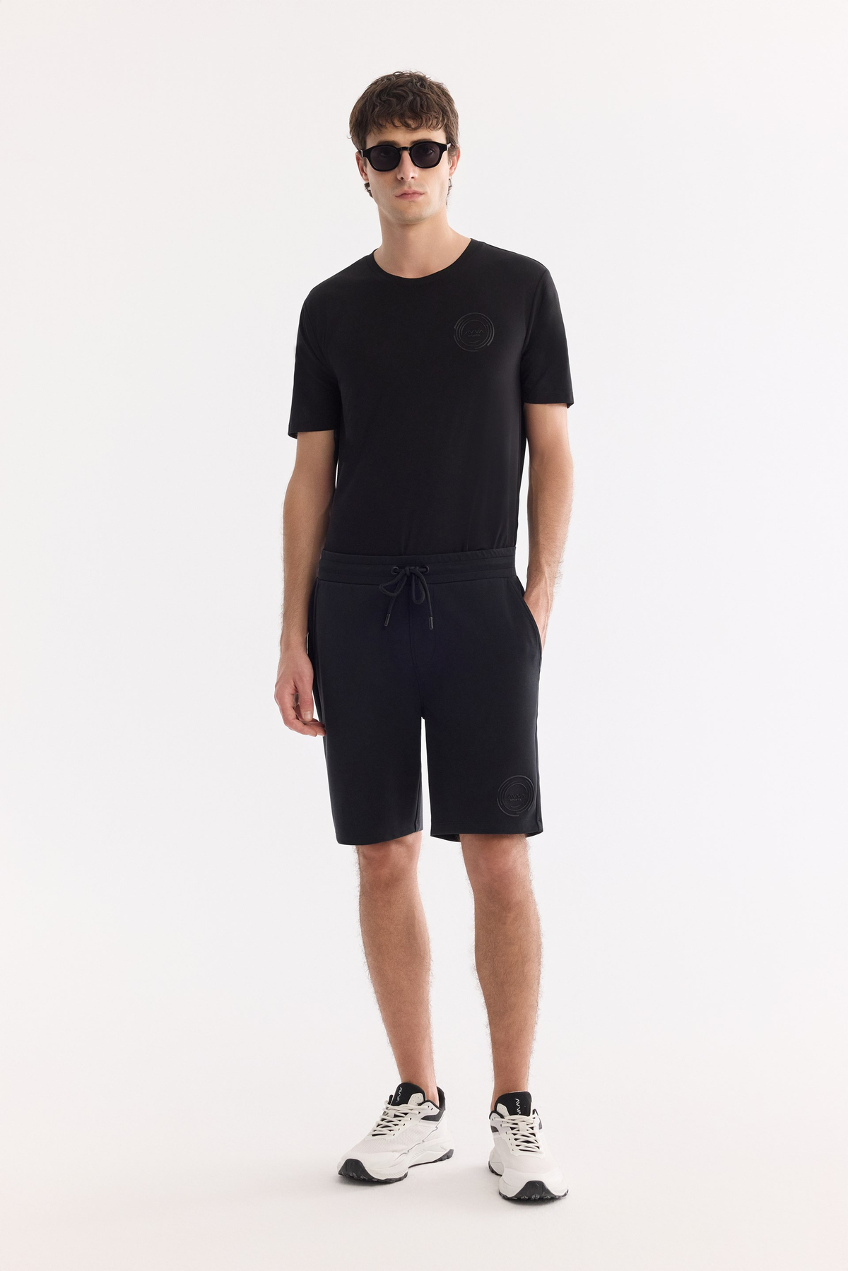 Siyah Beli Lastikli Bağcıklı Bi-Stretch Soft Touch Şort