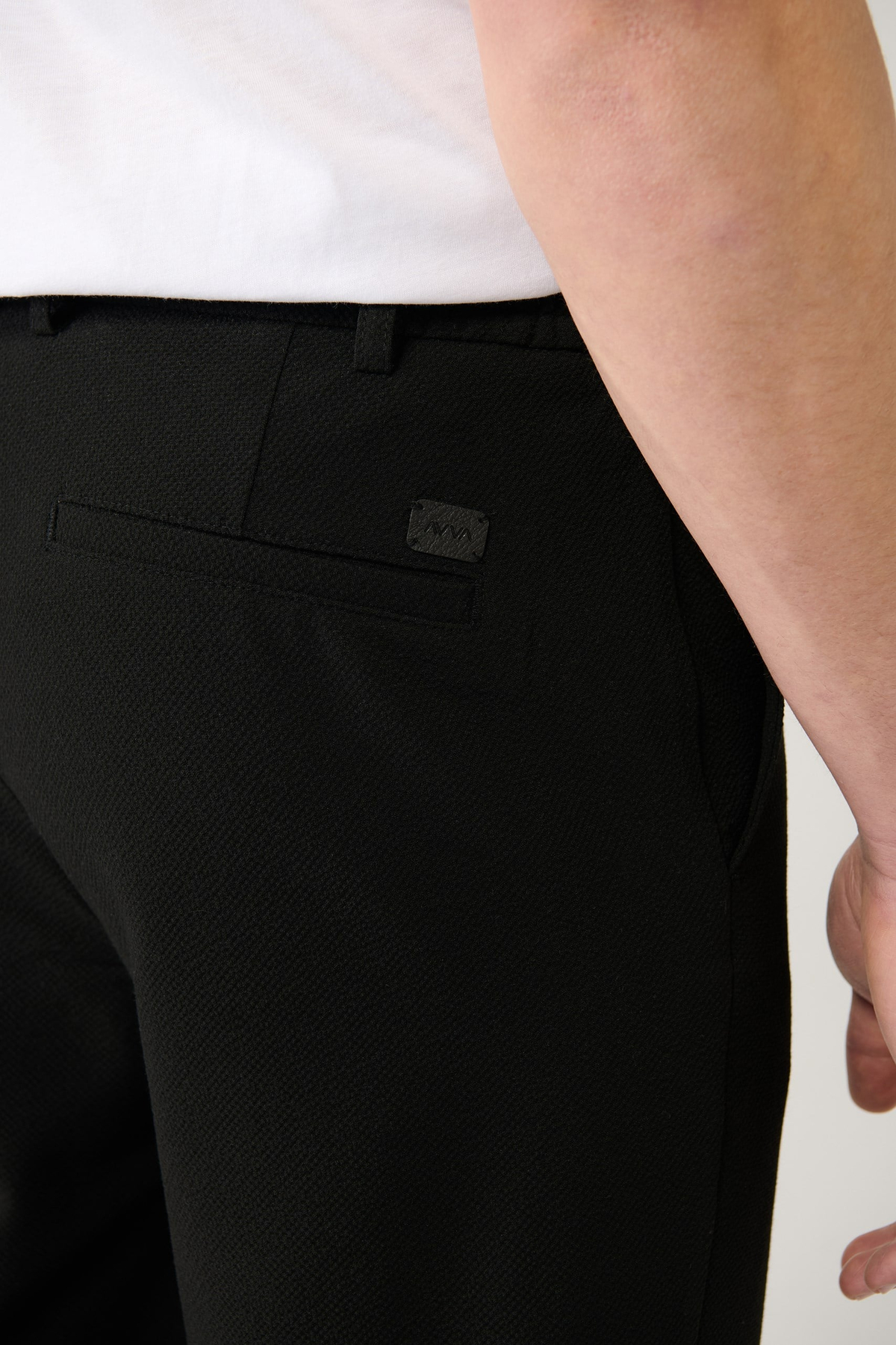 Siyah Beli Lastikli Bi-Stretch Chino Pantolon