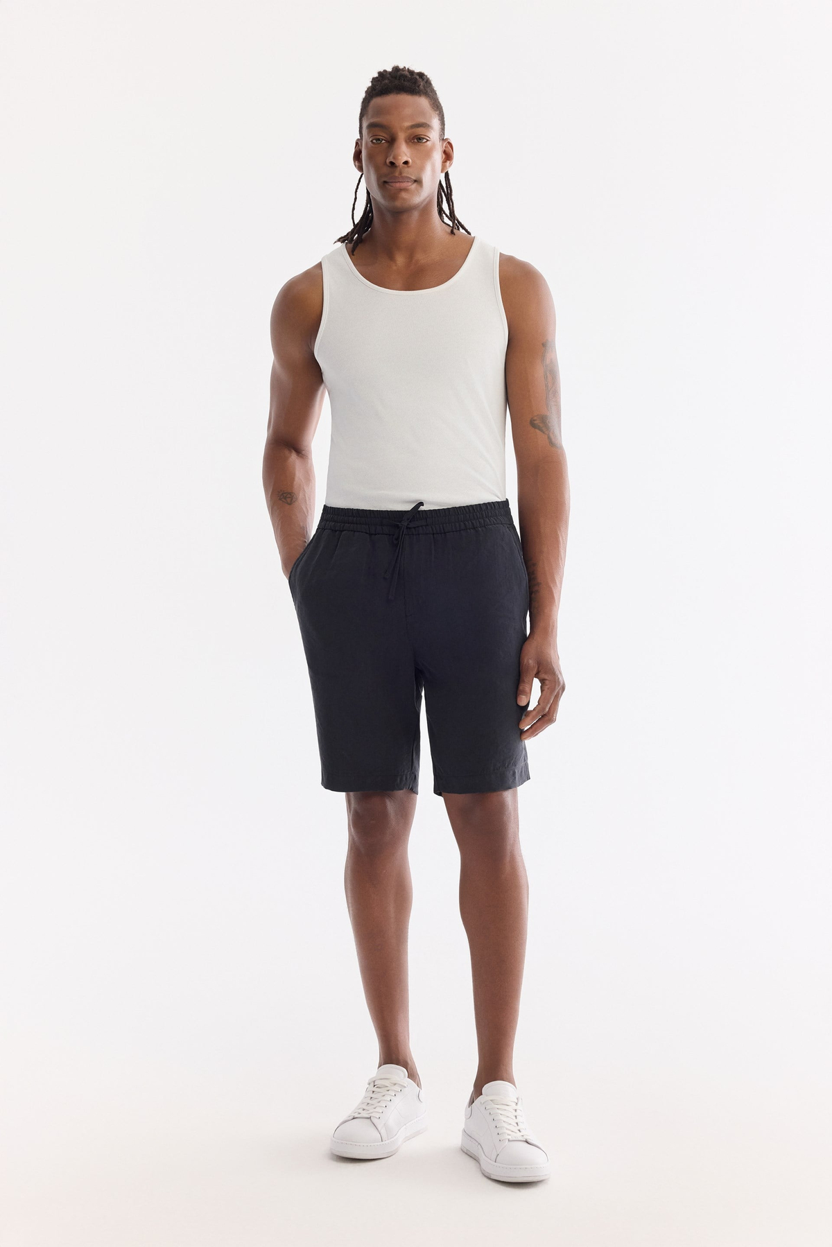 Siyah Beli Lastikli Modal Karışımlı Etenna Relaxed Fit Şort