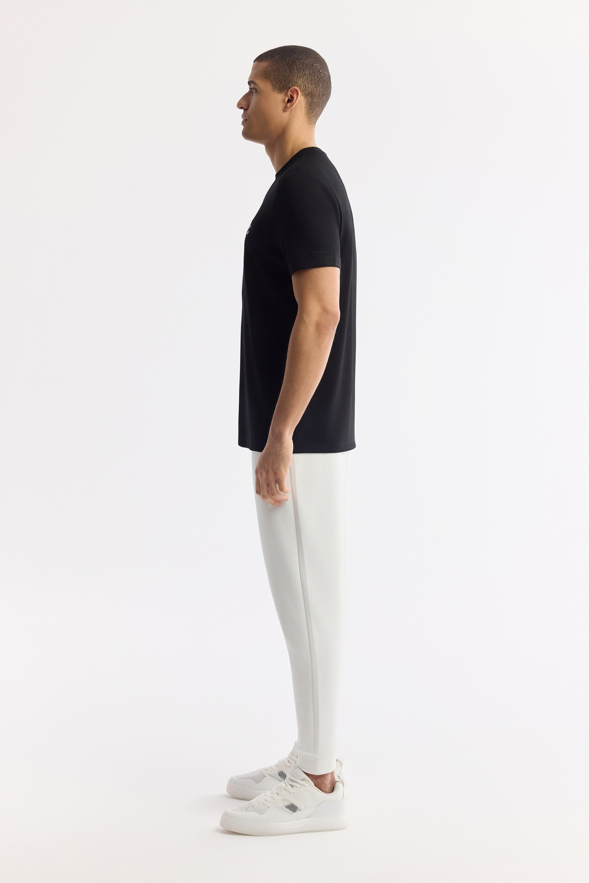 Black Round Neck Bi Stretch T-Shirt
