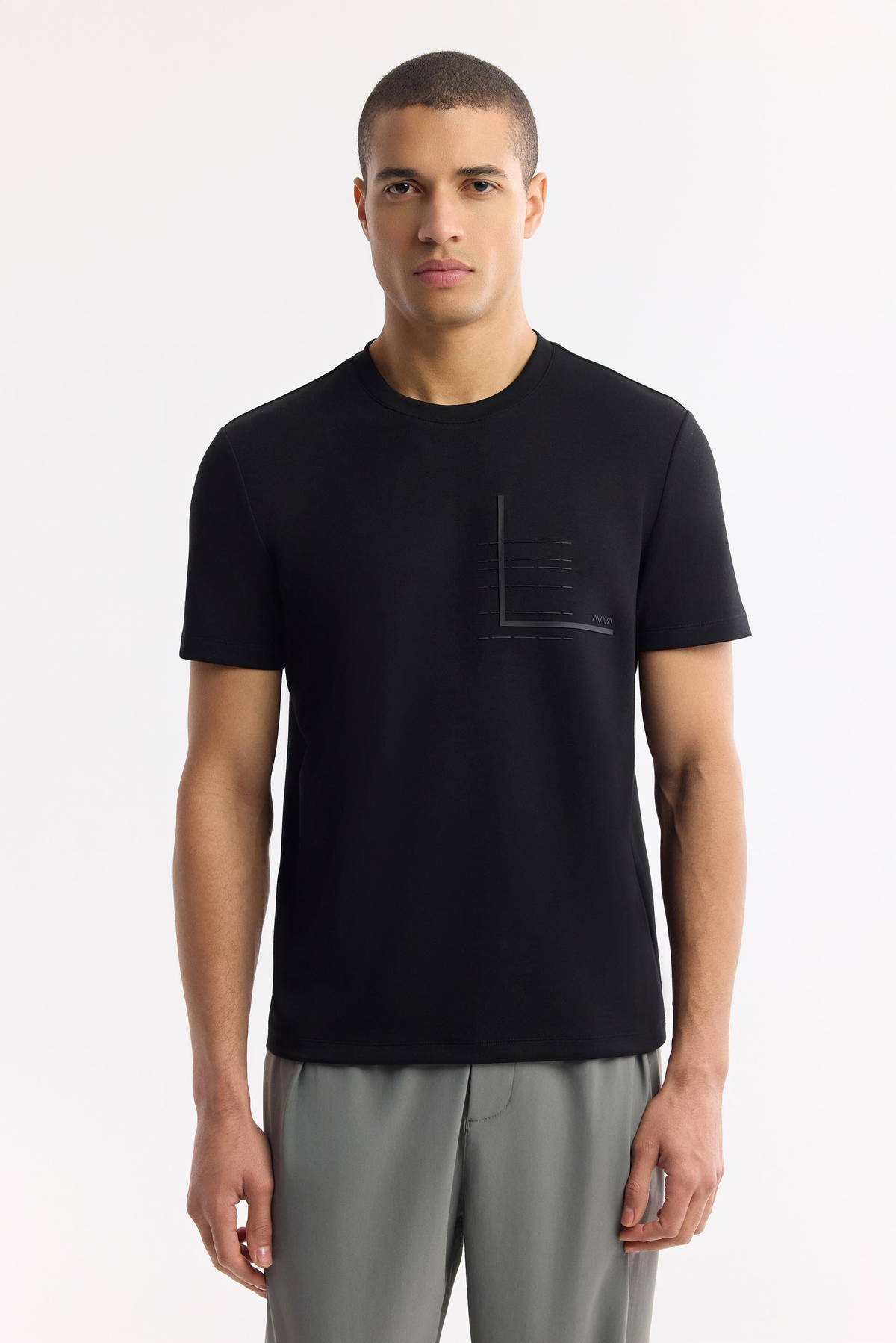 Siyah Bisiklet Yaka Enjeksiyon & Transfer Cep Baskılı İnterlok T-Shirt