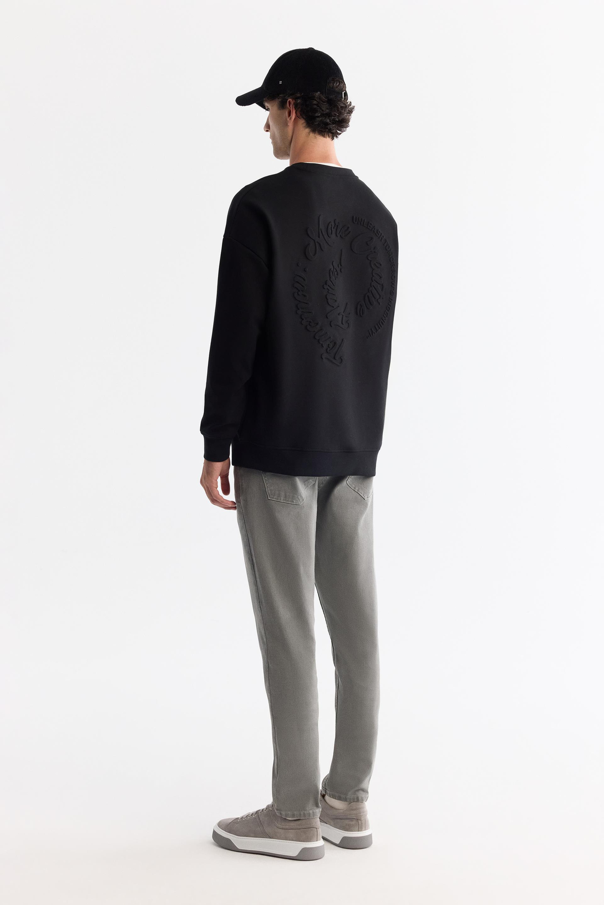 Siyah Bisiklet Yaka Oversize Sweatshirt
