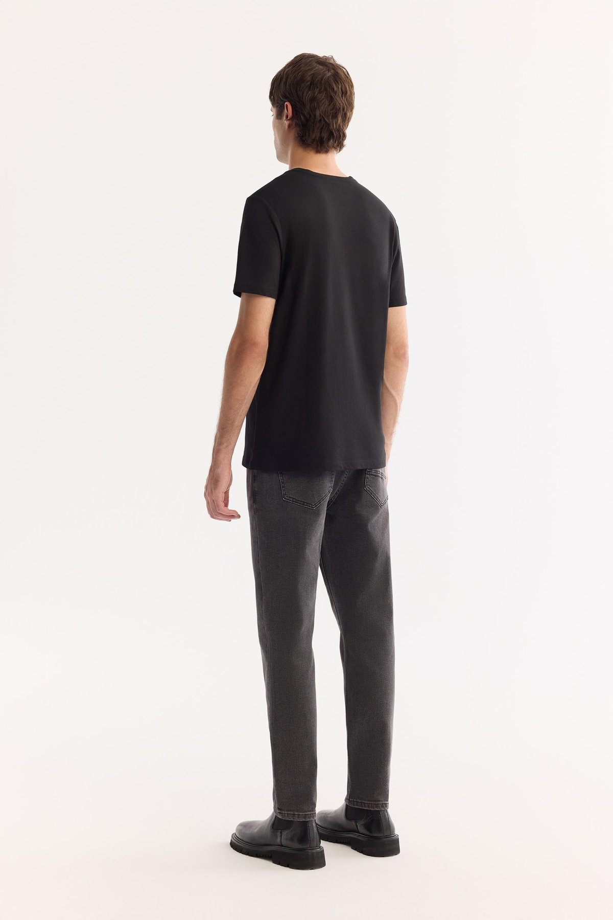 Siyah Bisiklet Yaka Soft Touch Basic T-Shirt