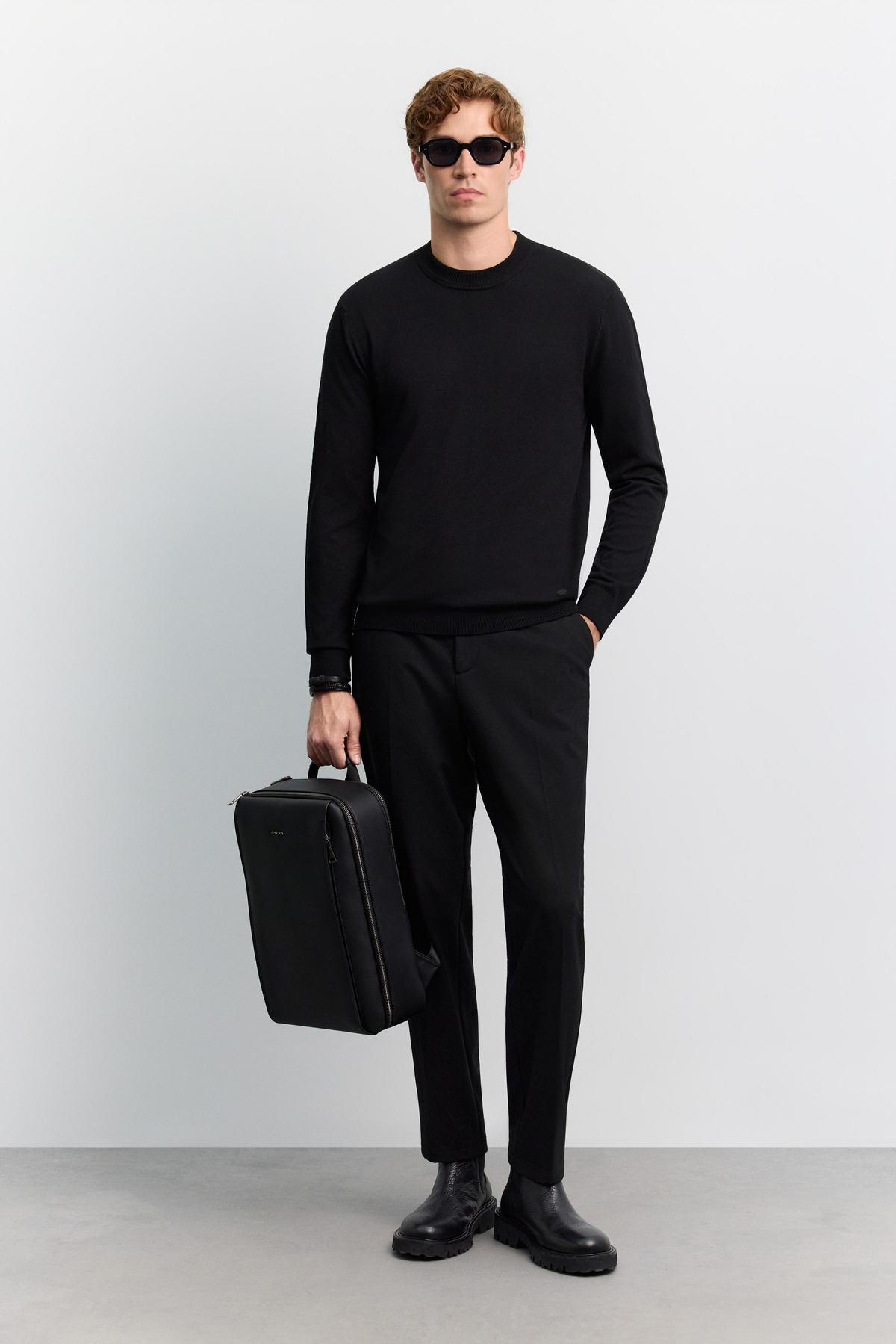 Black High Crew Neck Jumper