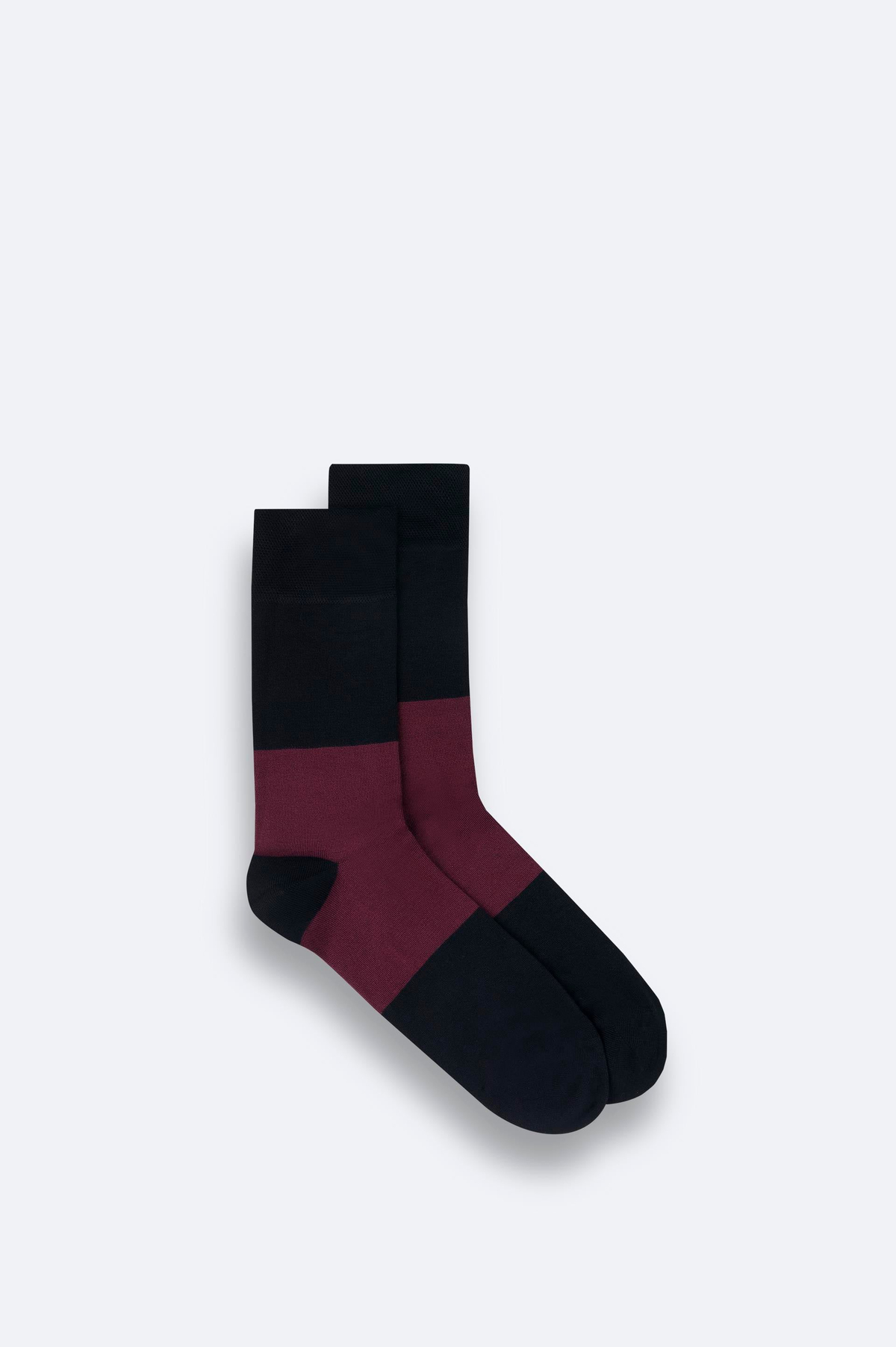 Siyah-Bordo Bloklu Soket Çorap