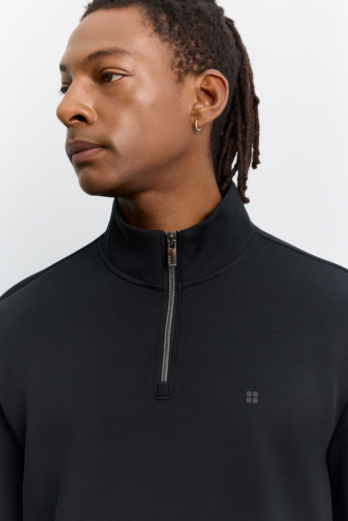 Siyah Dik Yaka Fermuarlı İçi Polar Cupra Sweatshirt