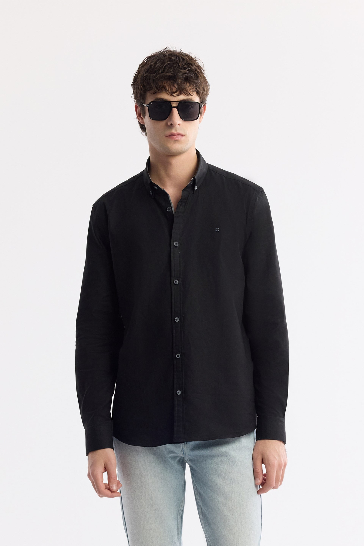 Black 100% Cotton Oxford Shirt