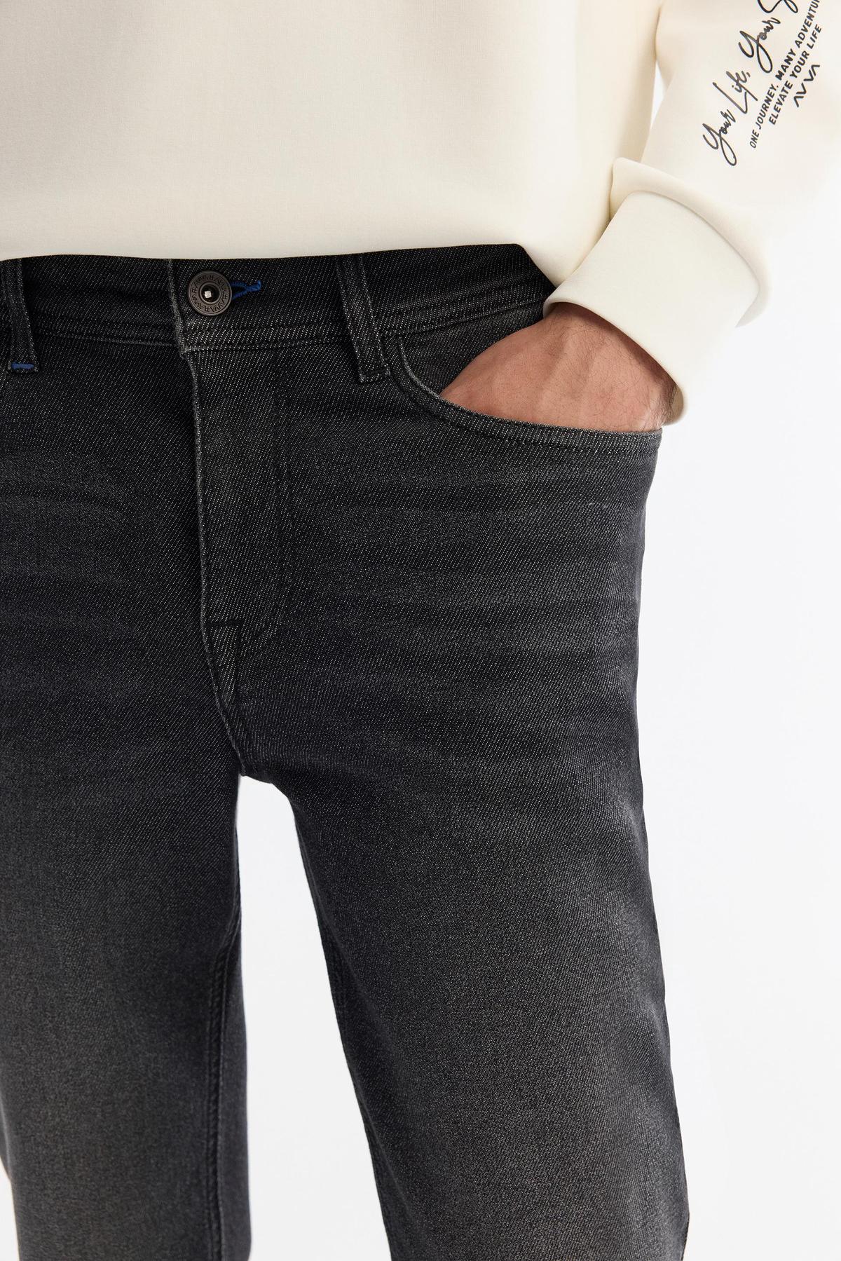 Siyah Eskitme Yıkama Skinny Fit Jean Pantolon