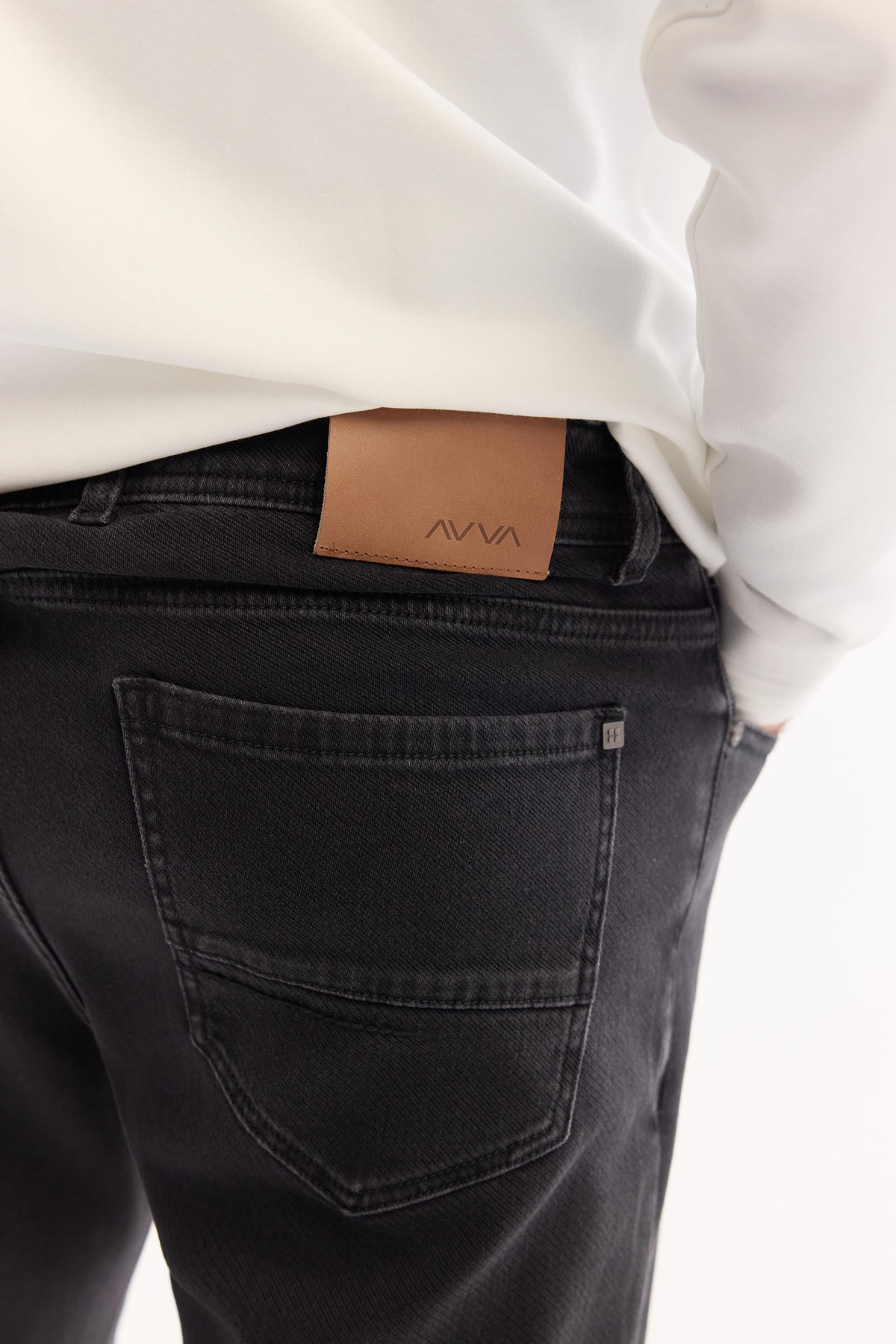 Siyah Eskitme Yıkamalı Overdy Non-Denim Jean Pantolon