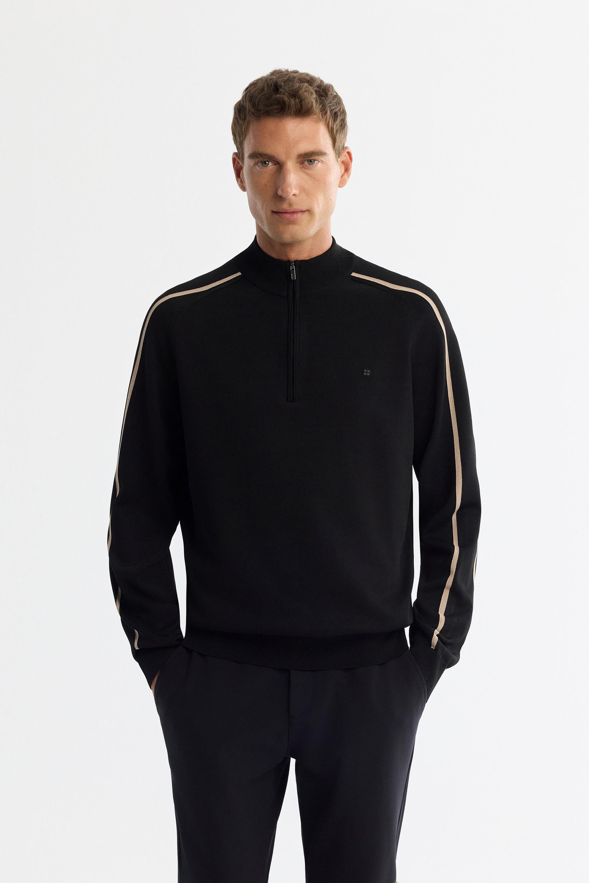 Black Half-Zip Mock Turtleneck Jumper